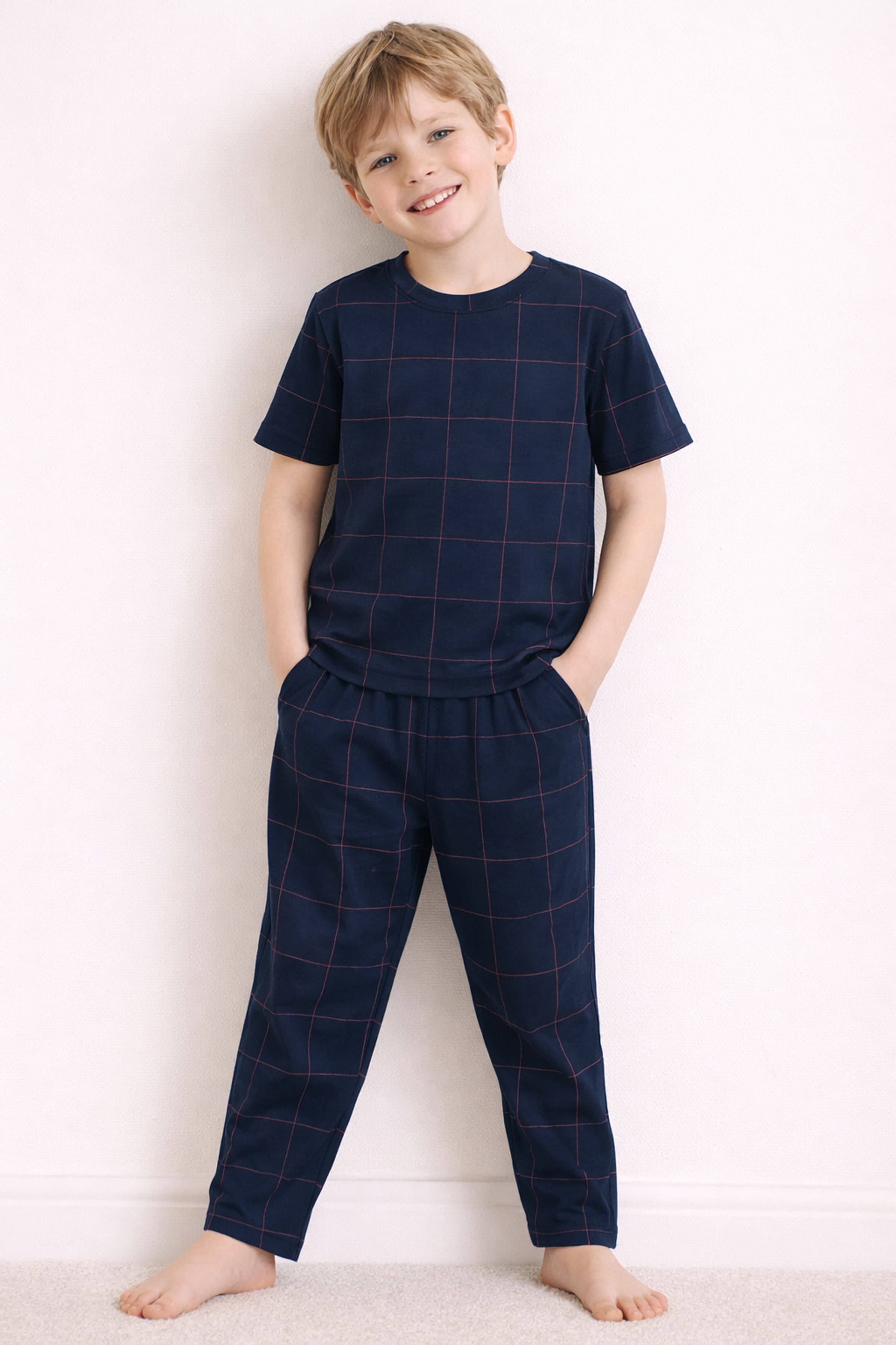 Kids' Neutral Plaid Modal Pajama Set — view 1