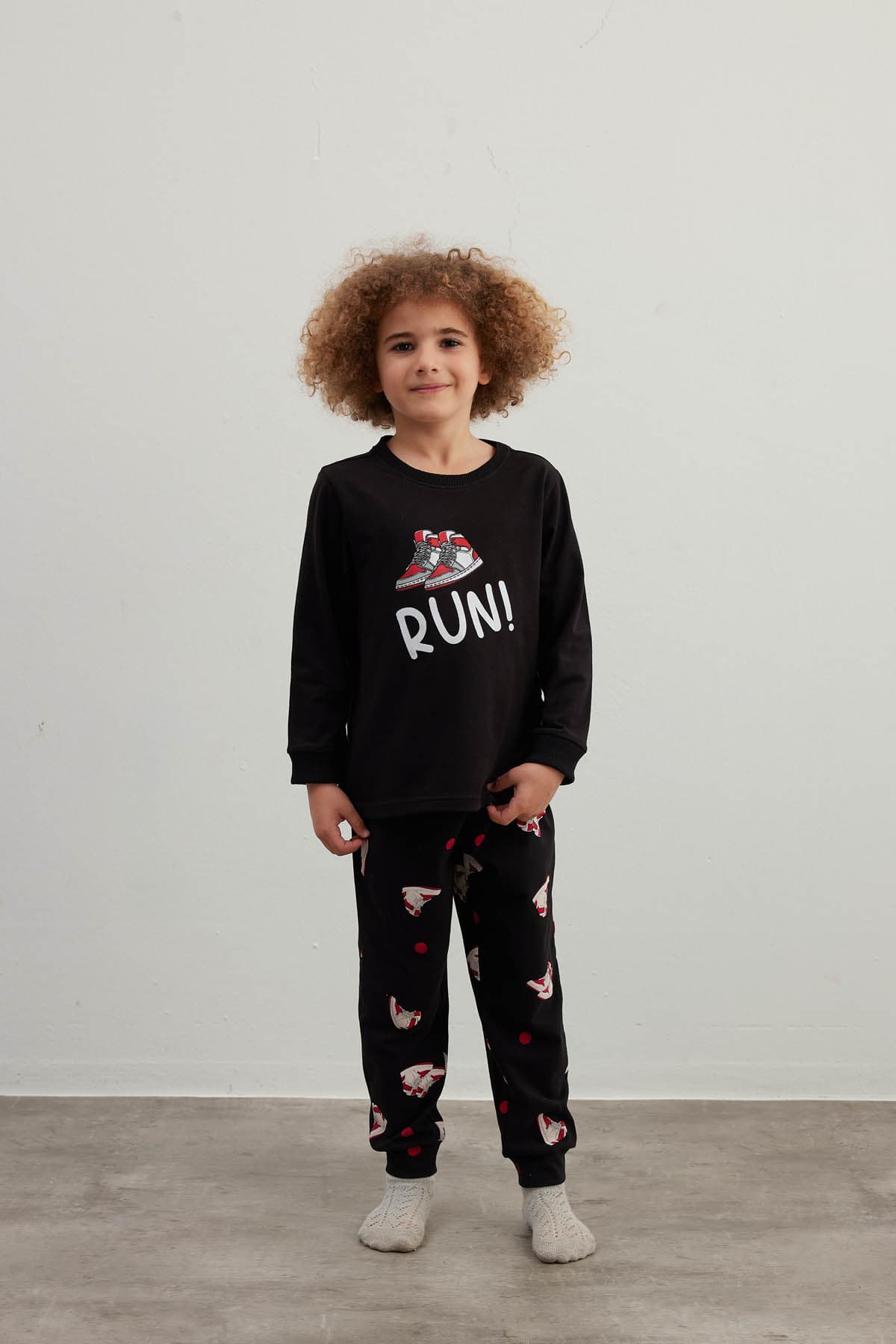 Kids' Black Cotton Pajama Set — view 2