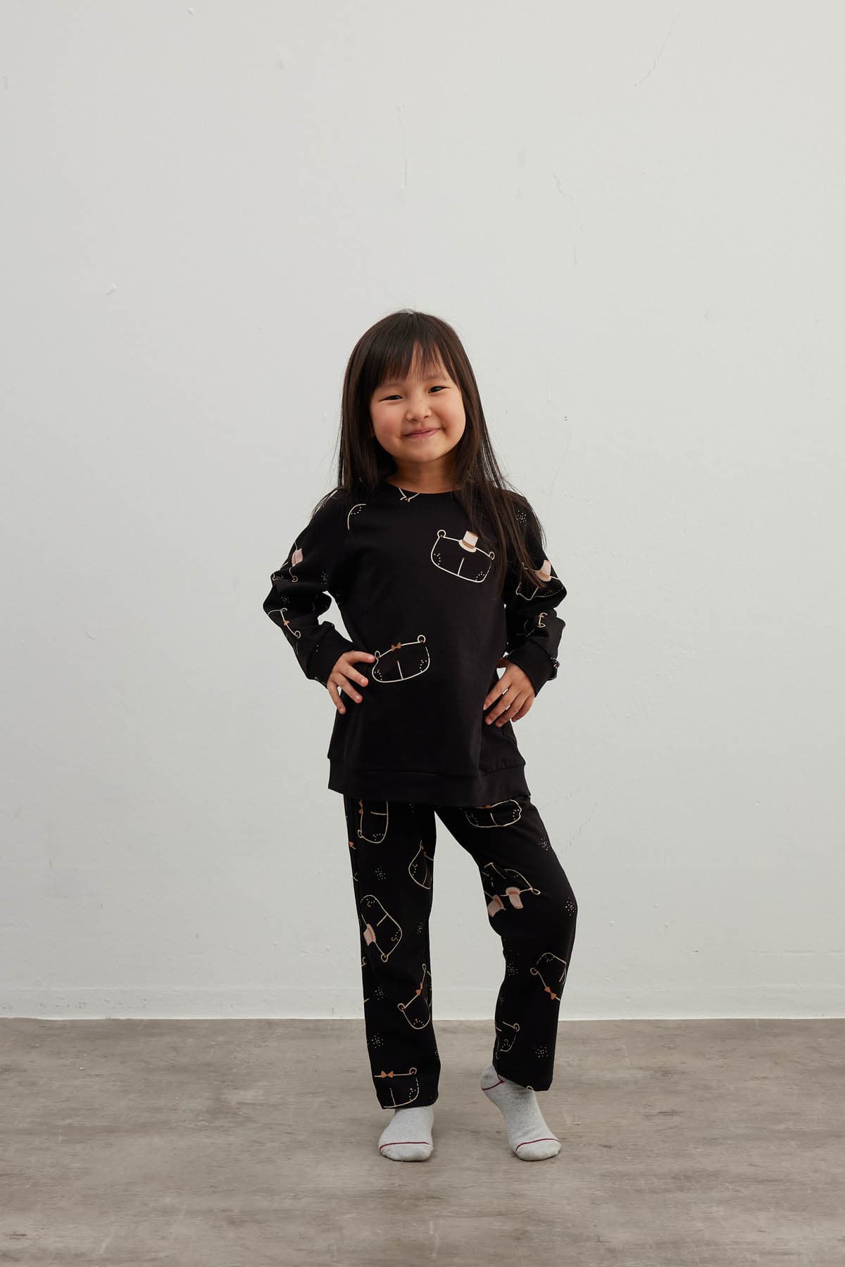 Kids' Black Printed Cotton Pajama Set — view 3