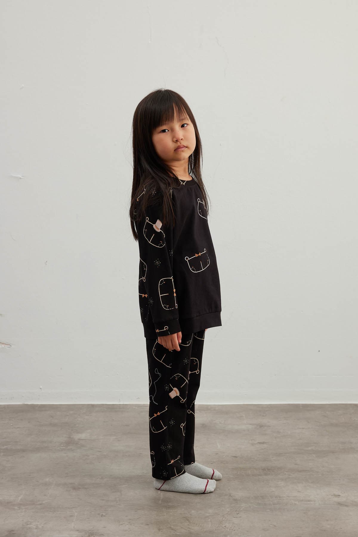 Kids' Black Printed Cotton Pajama Set — view 4