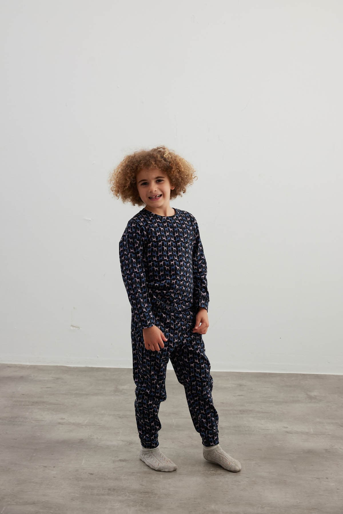 Kids' Black Printed Cotton Pajama Set — view 1