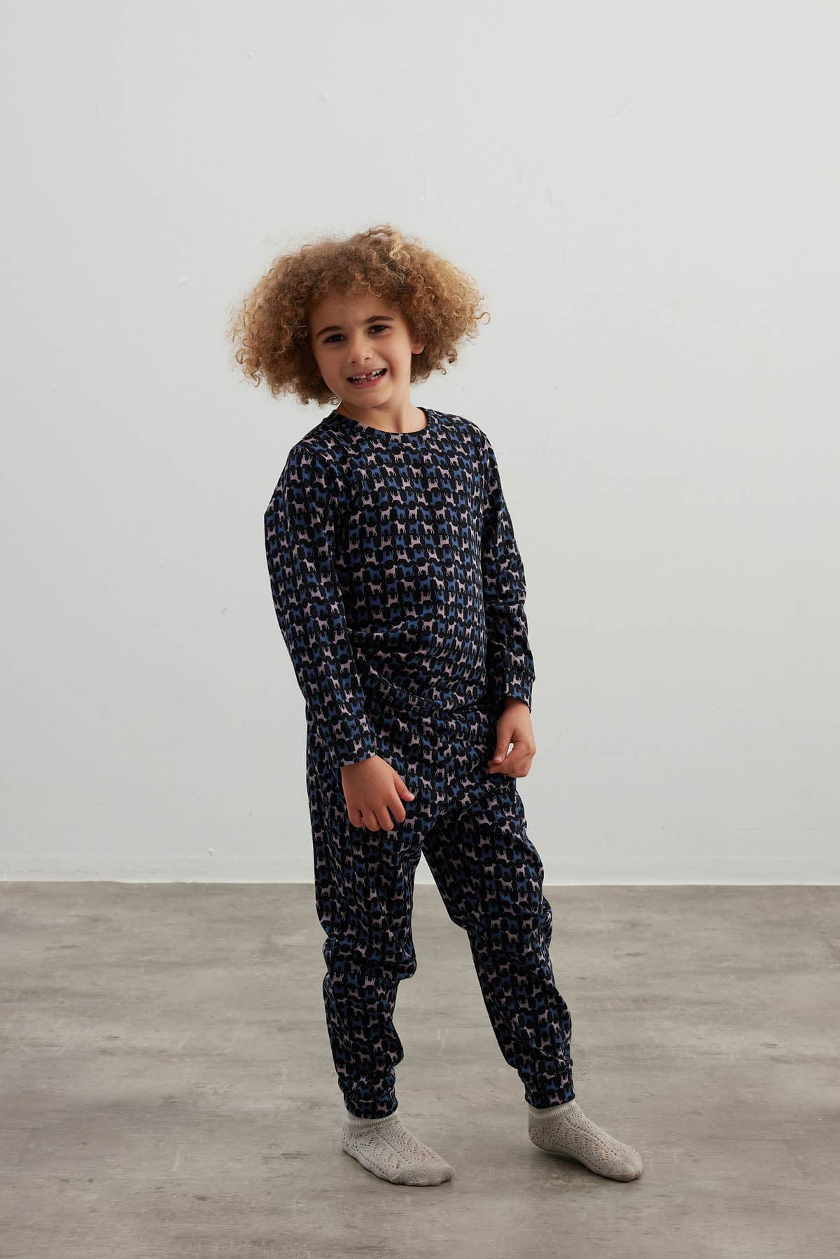 Kids' Black Printed Cotton Pajama Set — view 2
