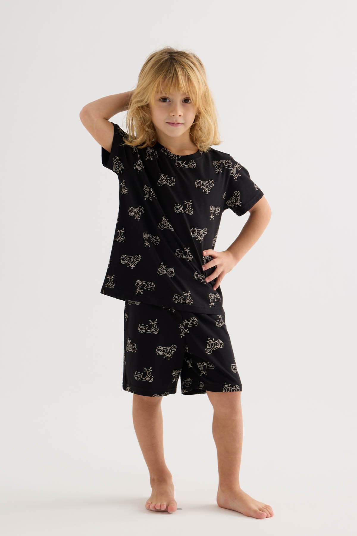 Kids' Black Printed Cotton Pajama Set — view 2