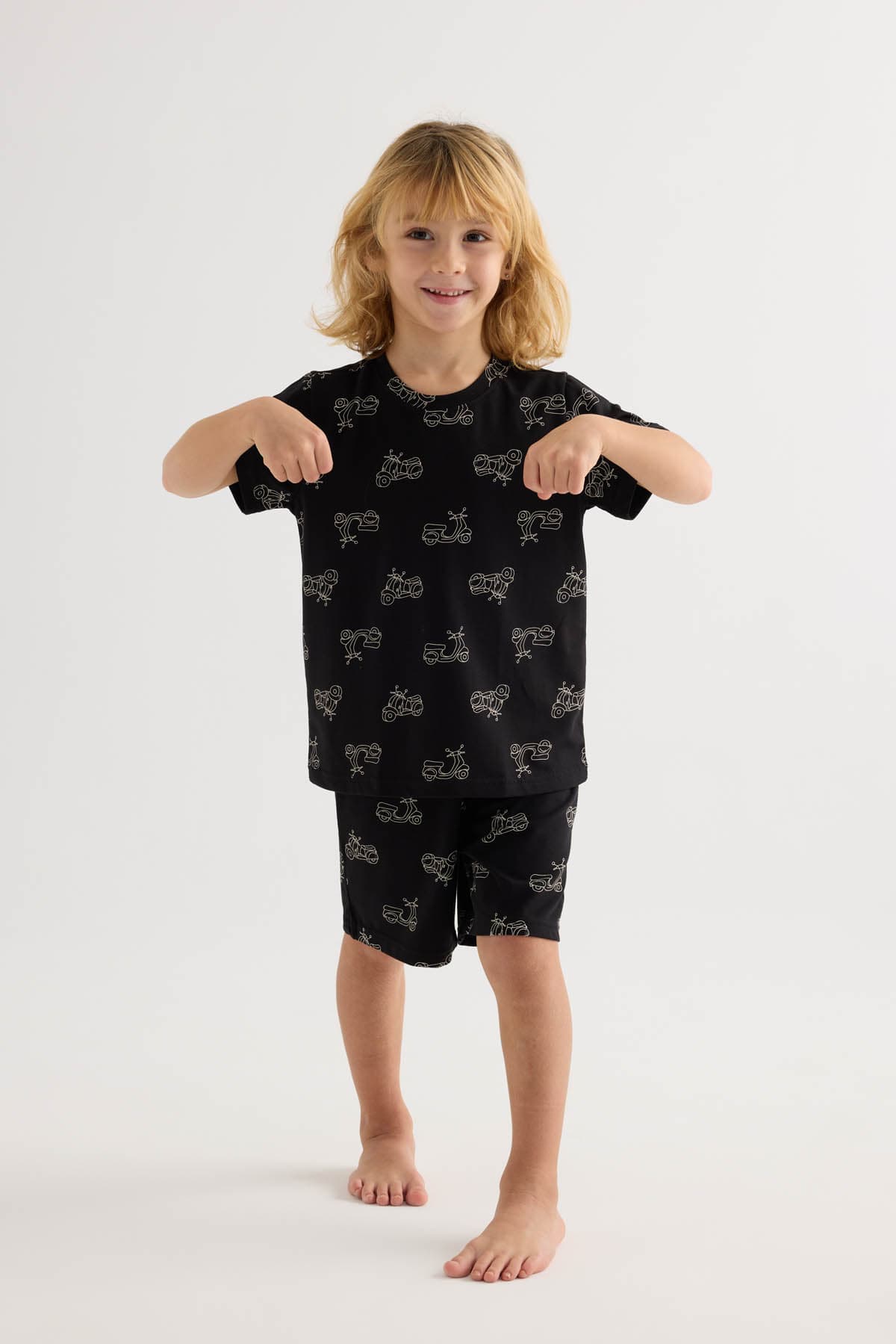 Kids' Black Printed Cotton Pajama Set — view 4