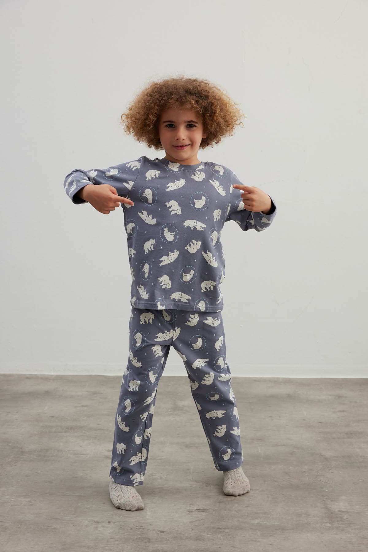 Kids' Blue Printed Cotton Pajama Set — view 2