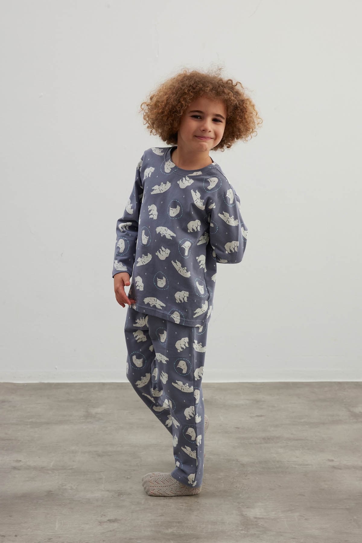 Kids' Blue Printed Cotton Pajama Set — view 3