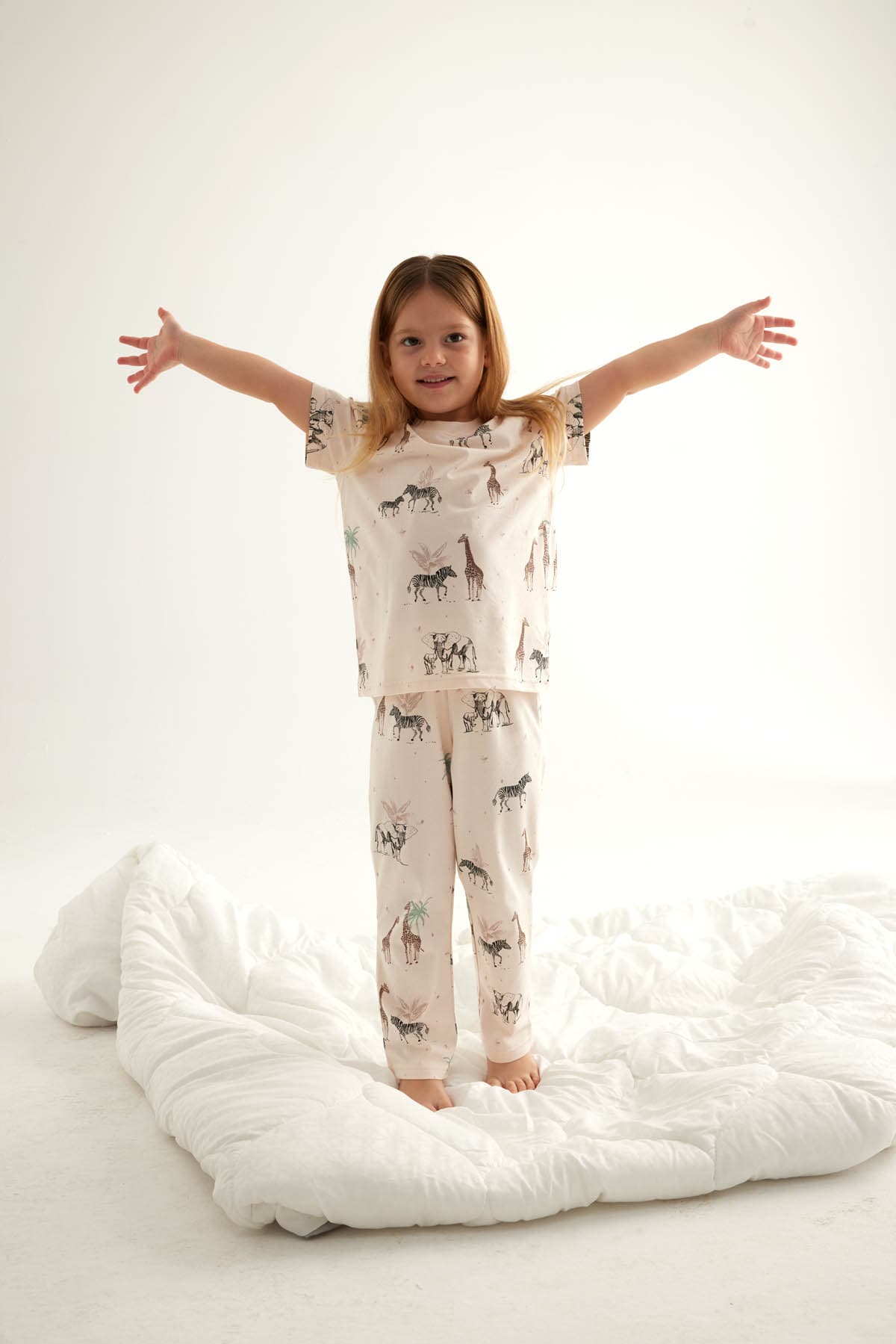 Kids' Brown Printed Cotton Pajama Set — view 4