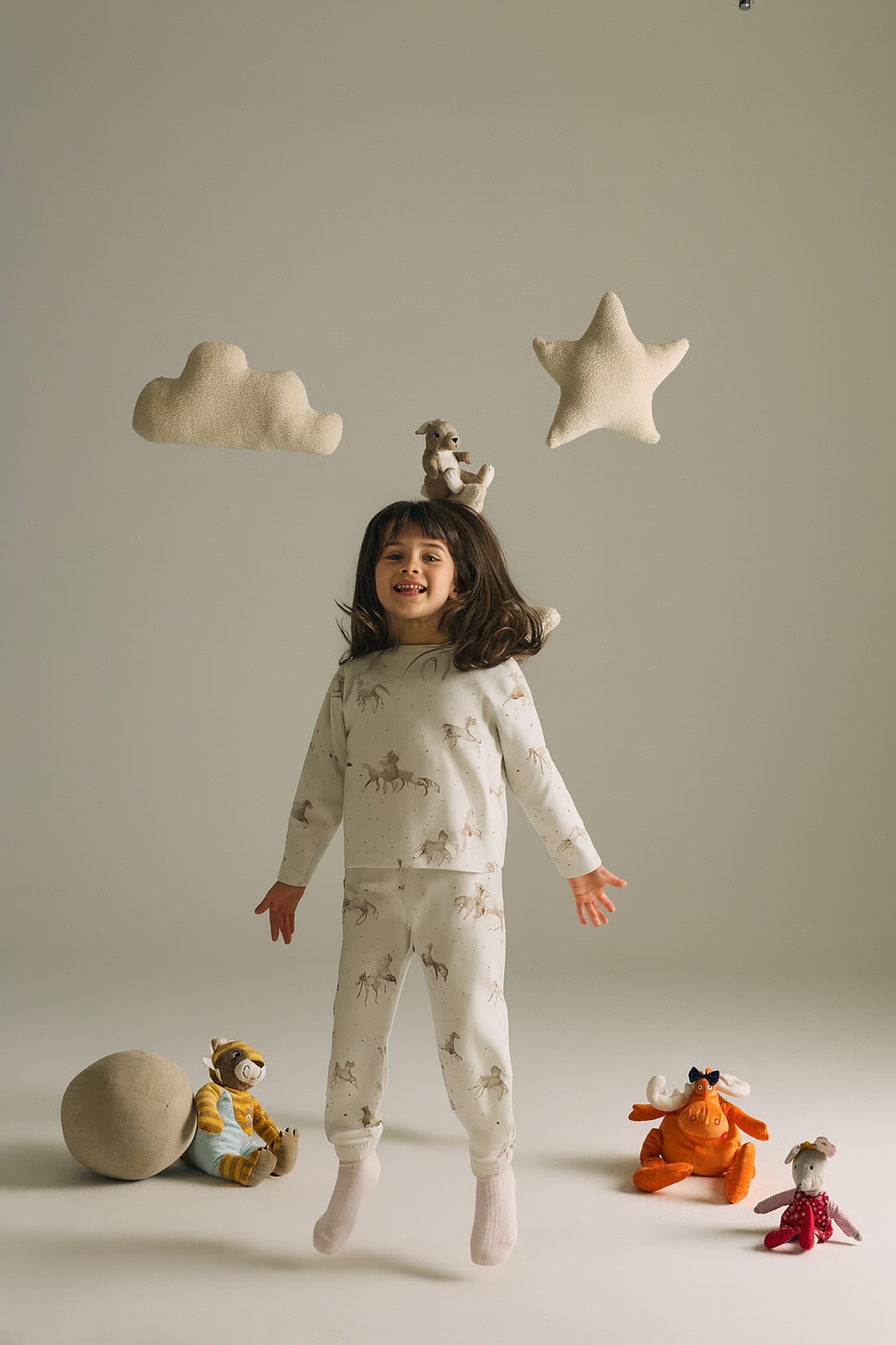 Kids' Brown Printed Cotton Pajama Set — view 1