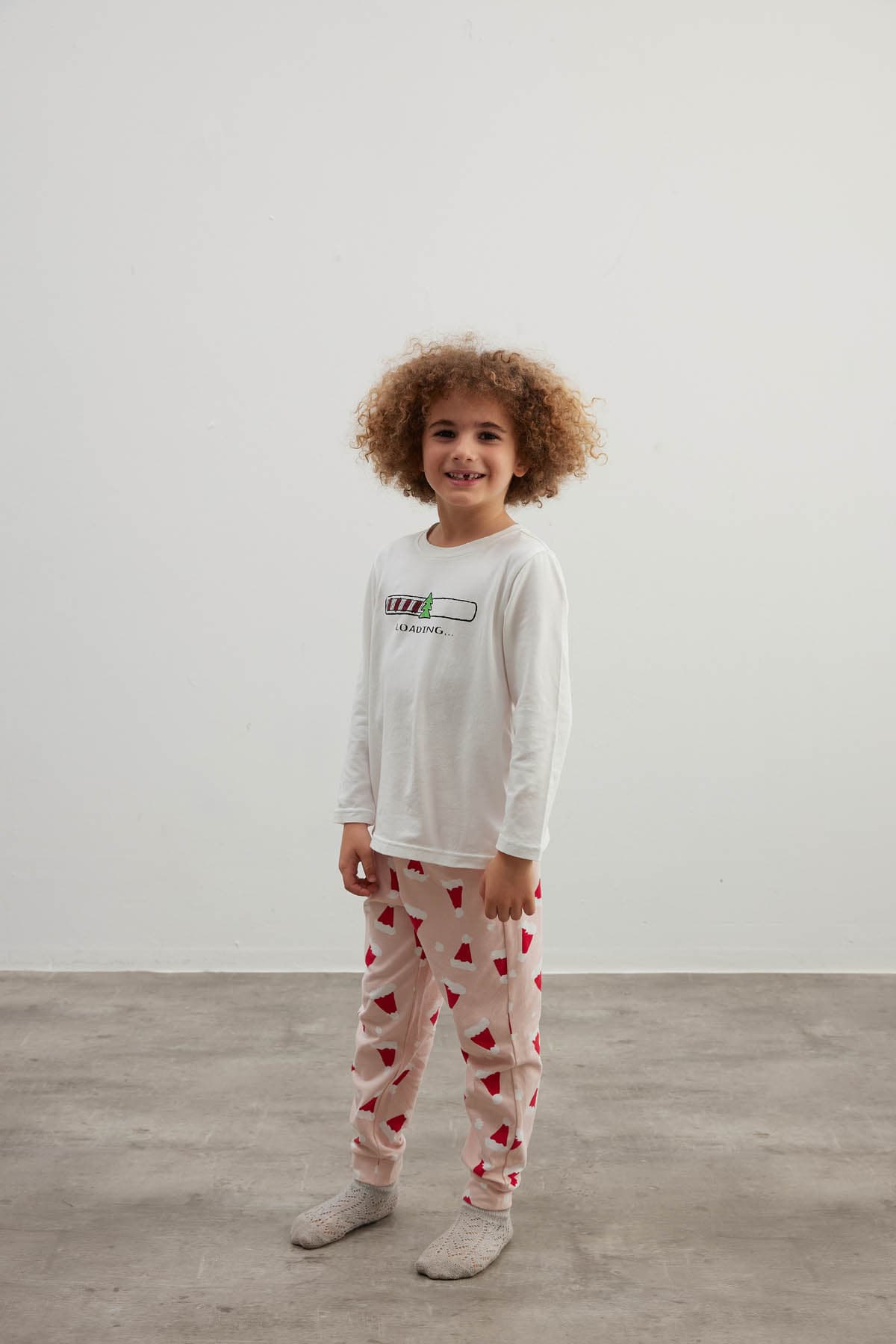 Kids' Ecru Cotton Pajama Set — view 2