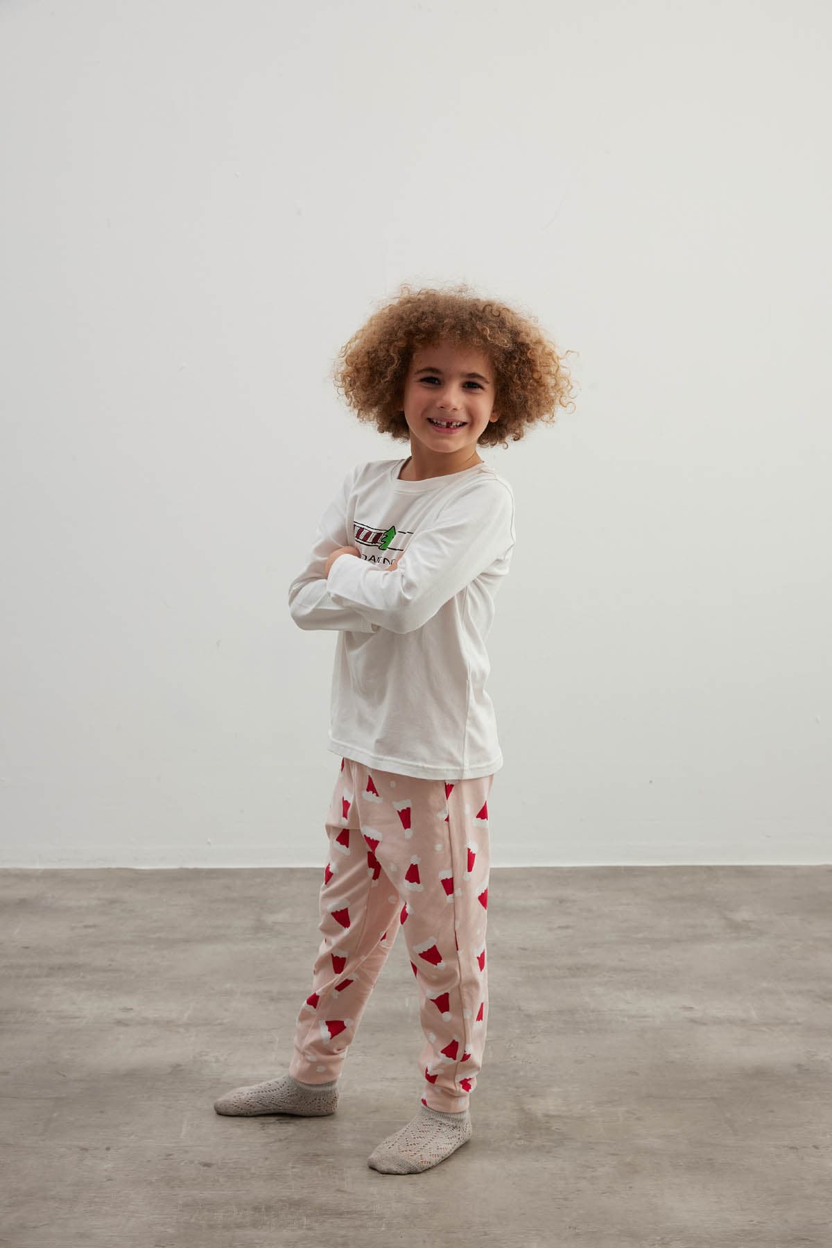 Kids' Ecru Cotton Pajama Set — view 3