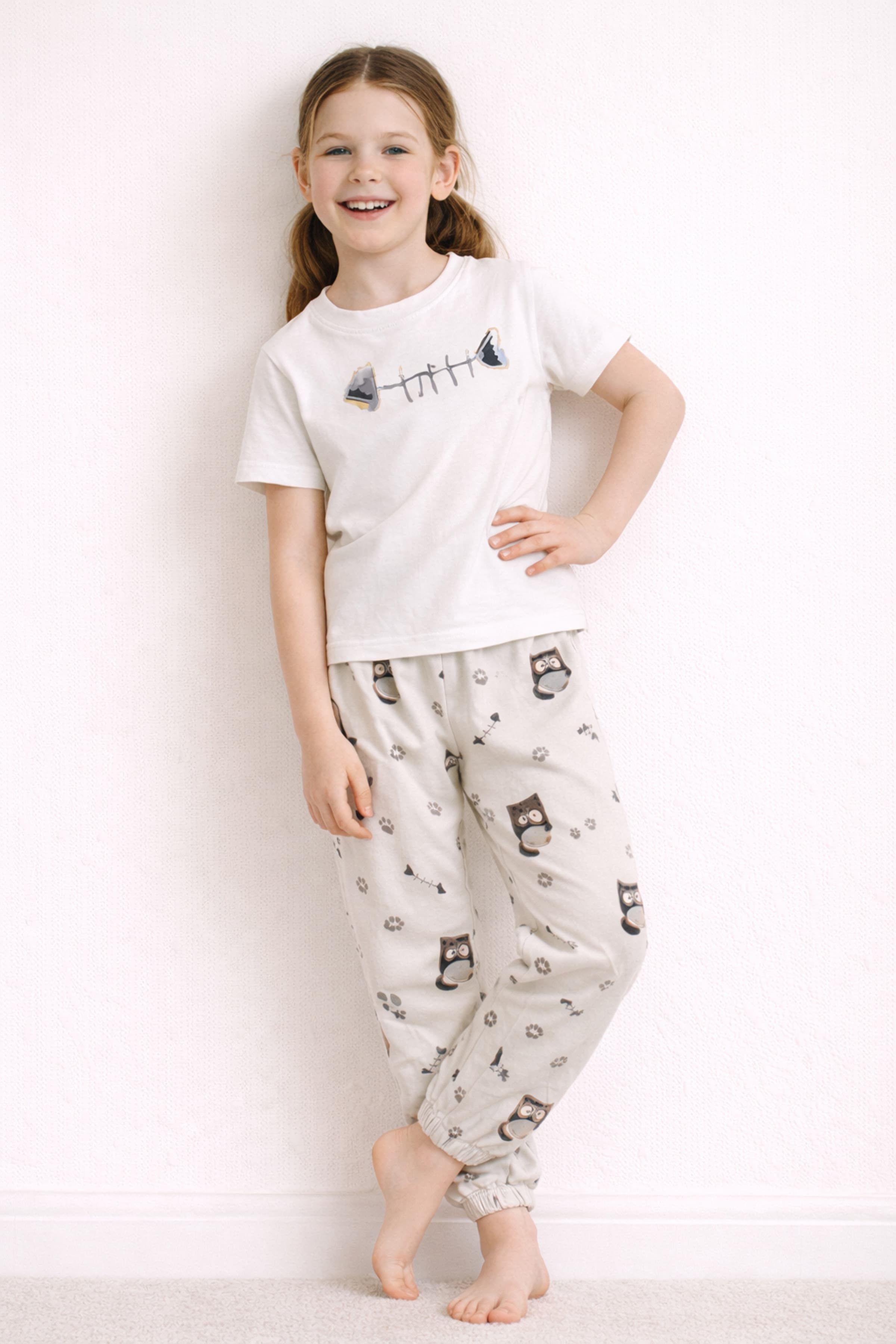 Kids' Ecru Cotton Pajama Set — view 3