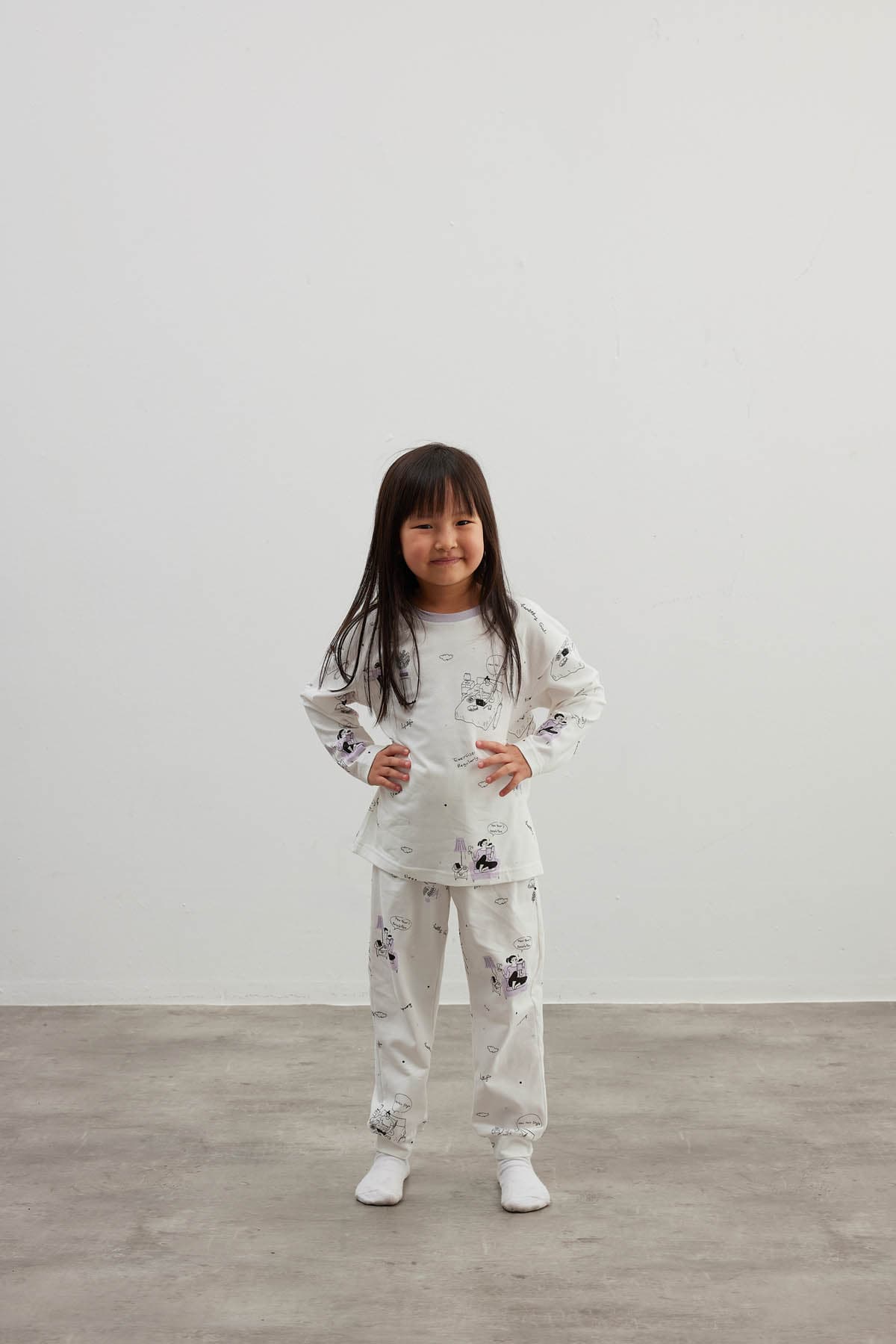 Kids' Ecru Printed Cotton Pajama Set — view 1
