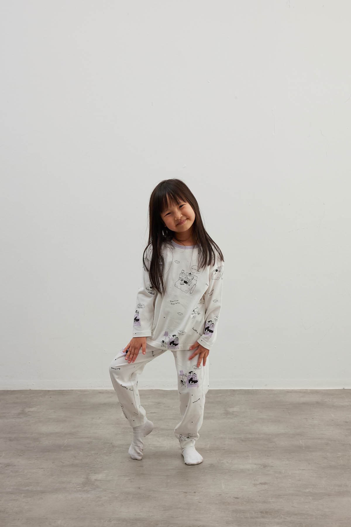 Kids' Ecru Printed Cotton Pajama Set — view 2