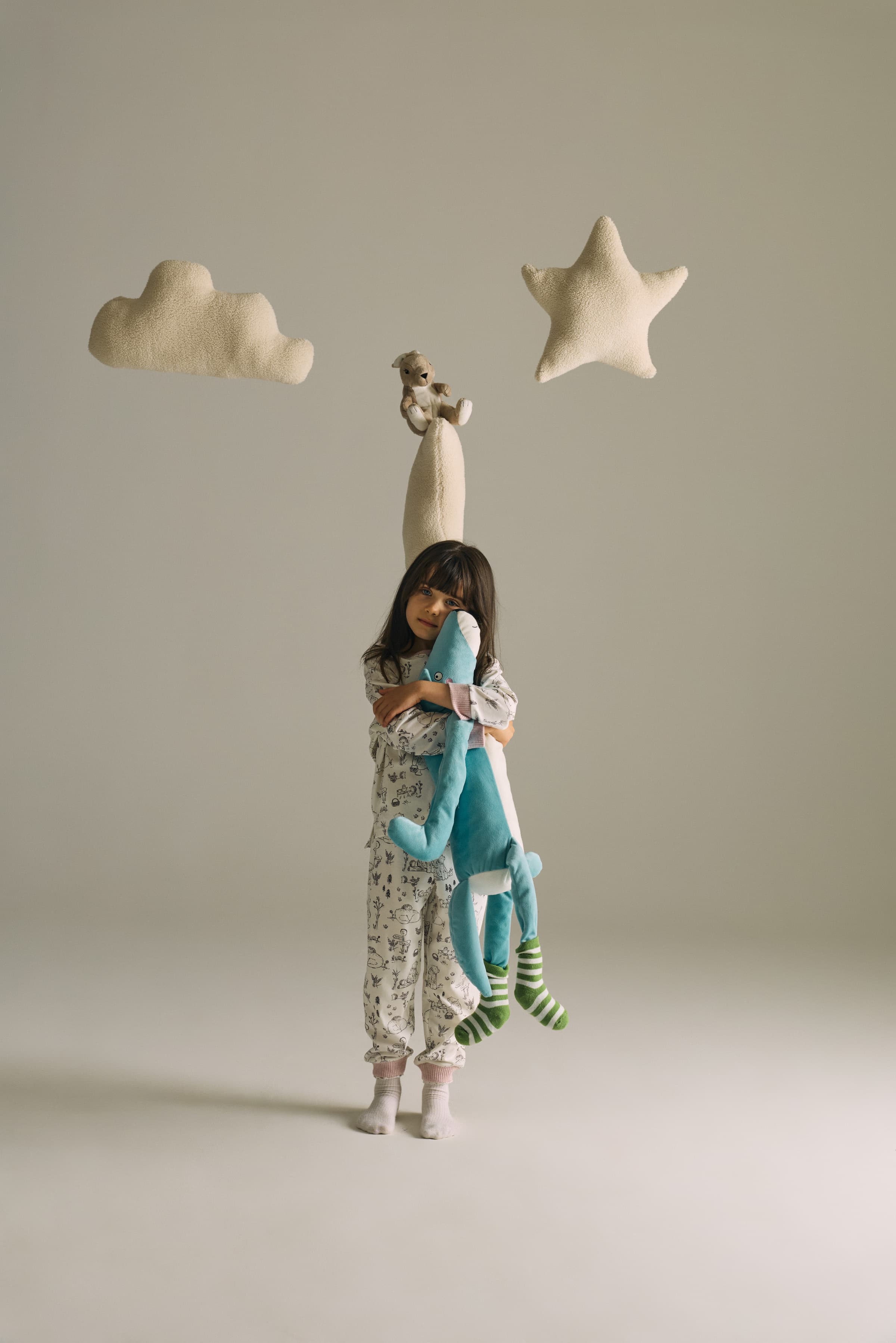 Kids' Grey Cotton Pajama Set — view 1