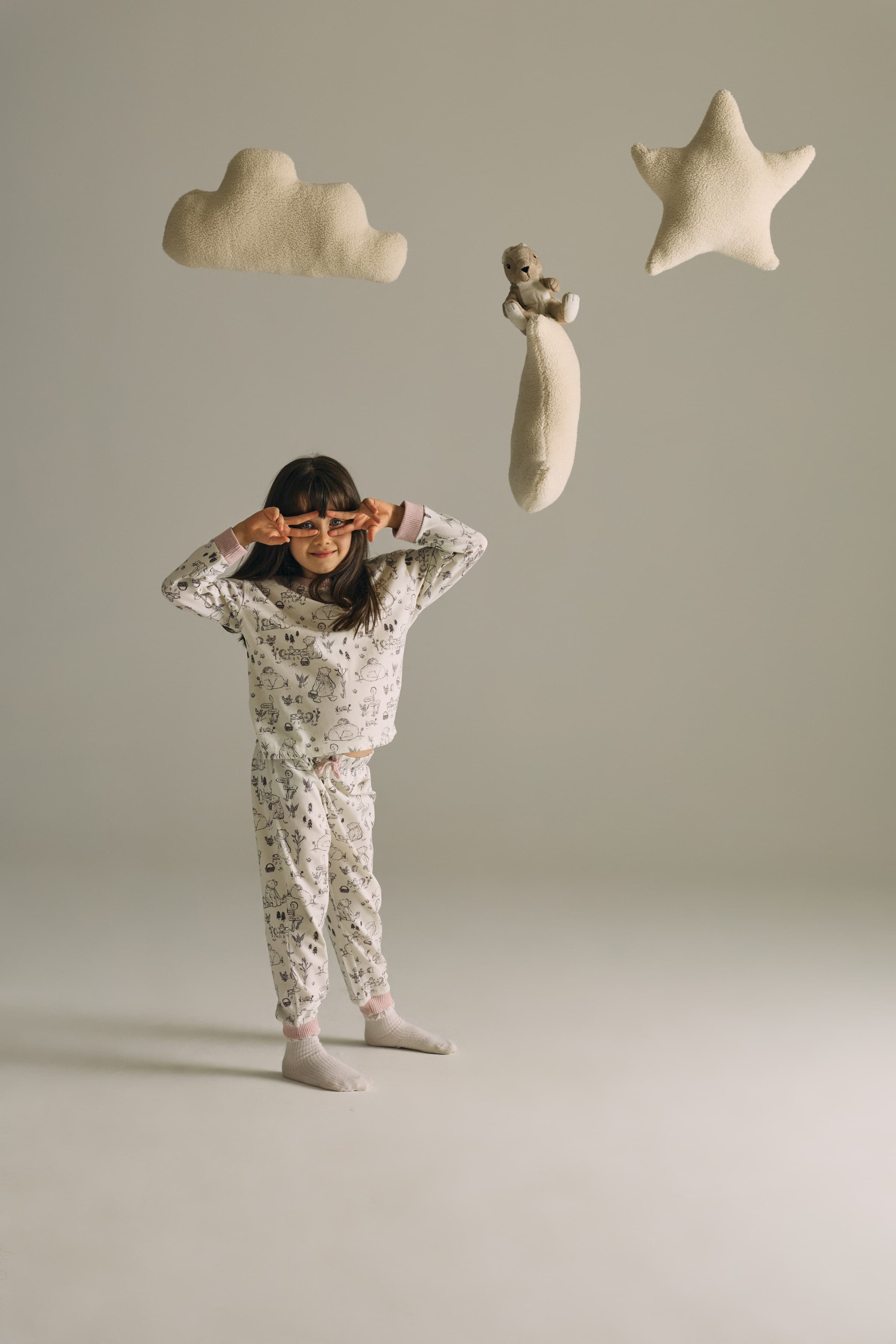 Kids' Grey Cotton Pajama Set — view 3