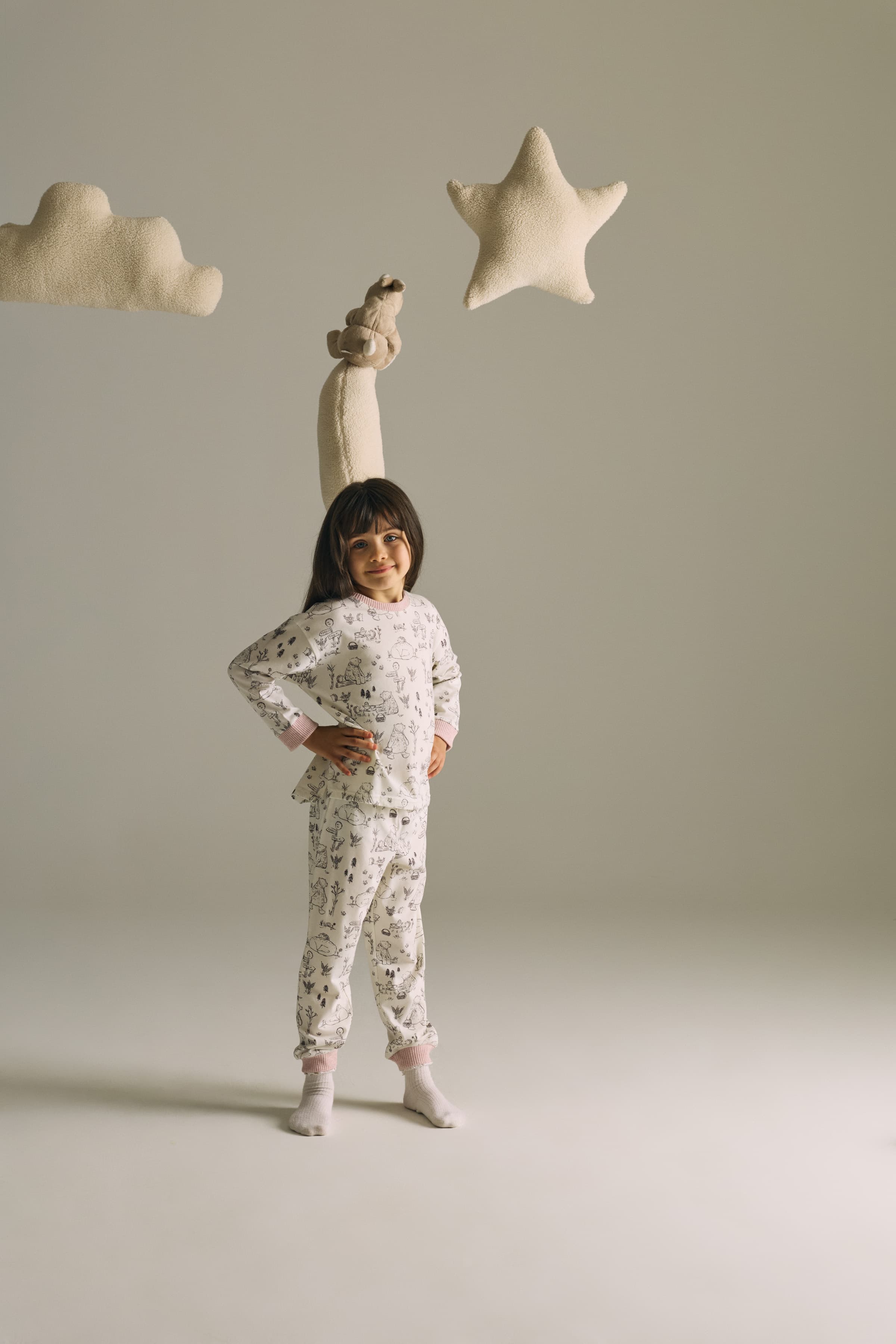 Kids' Grey Cotton Pajama Set — view 4