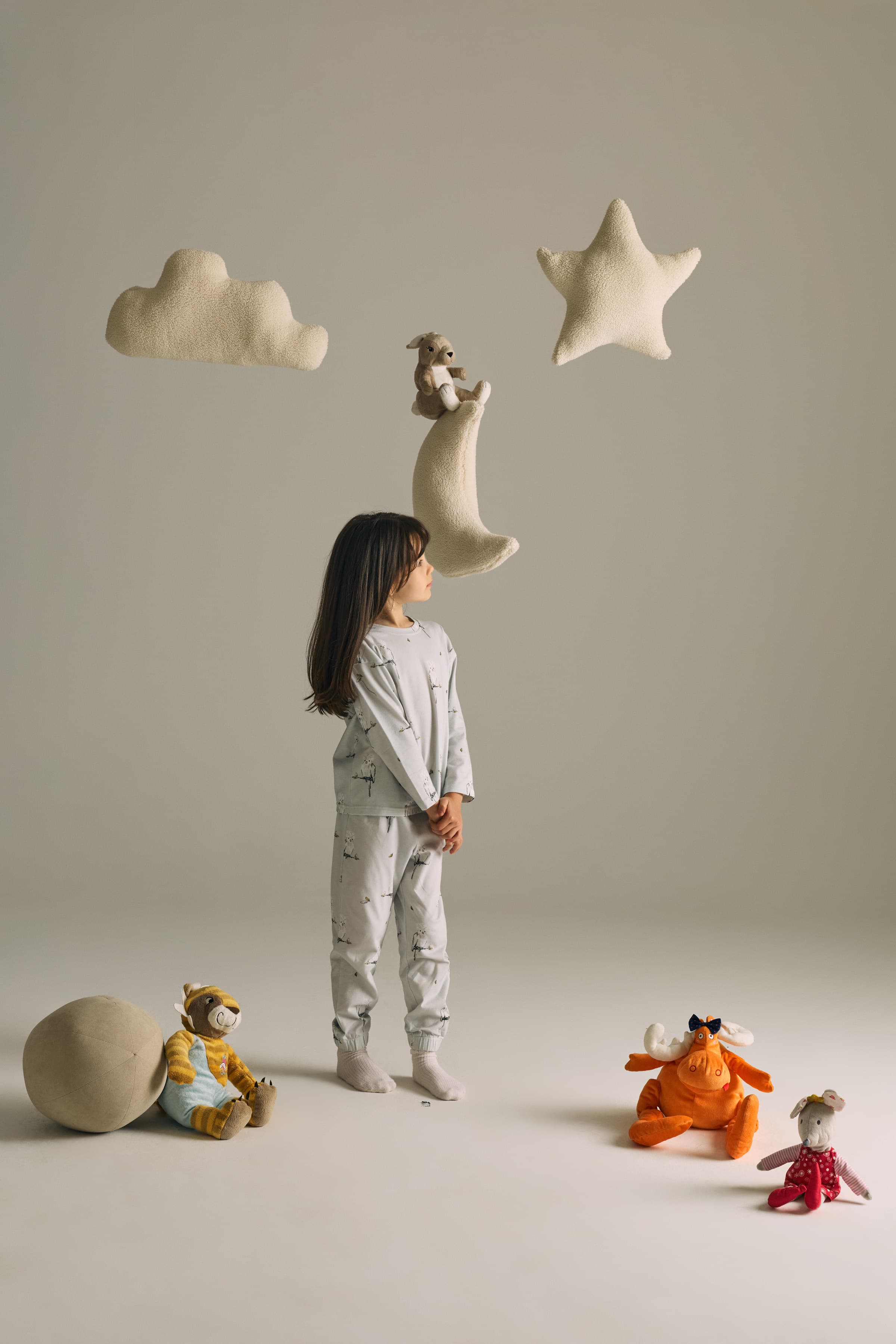 Kids' Grey Printed Cotton Pajama Set — view 1