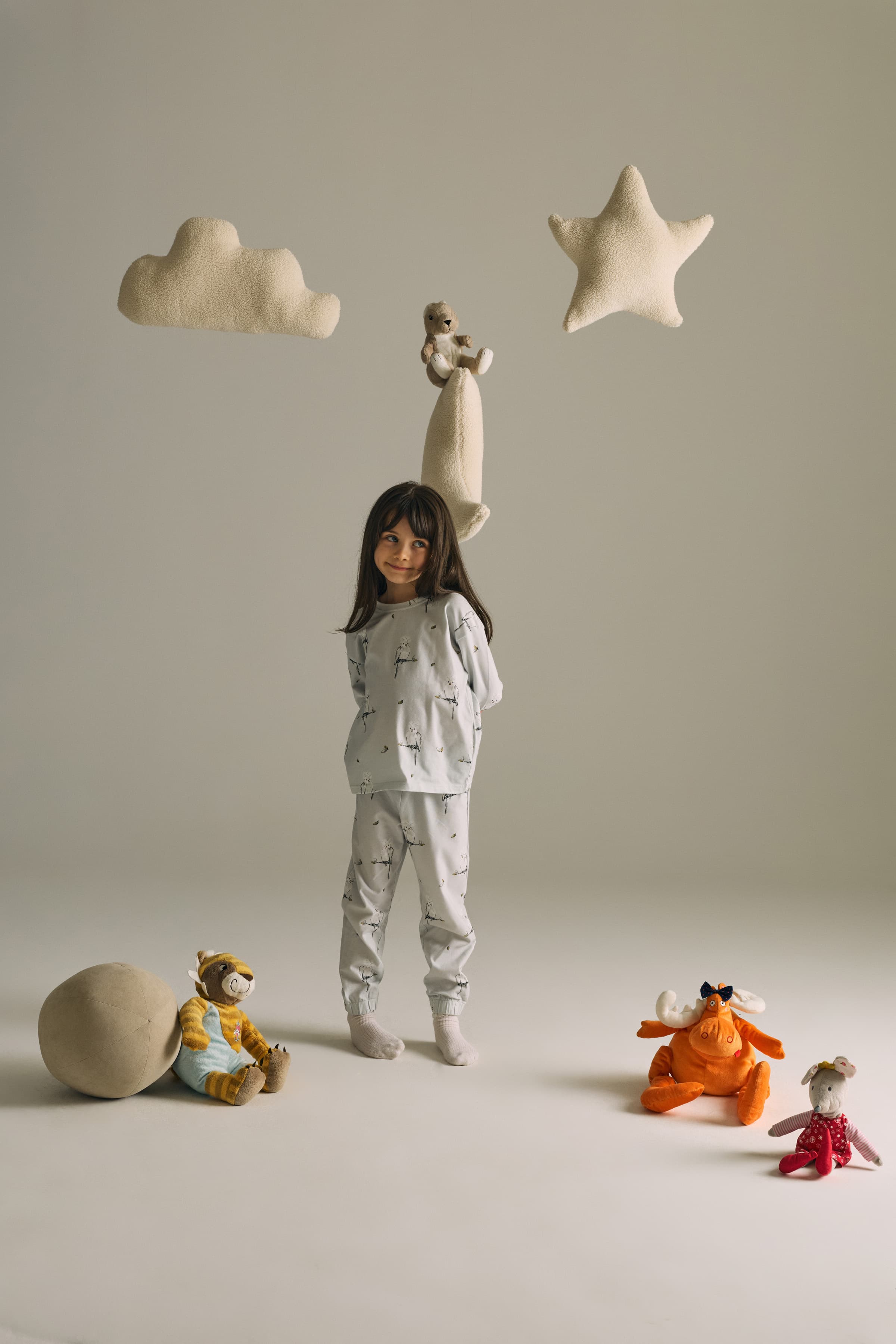Kids' Grey Printed Cotton Pajama Set — view 2