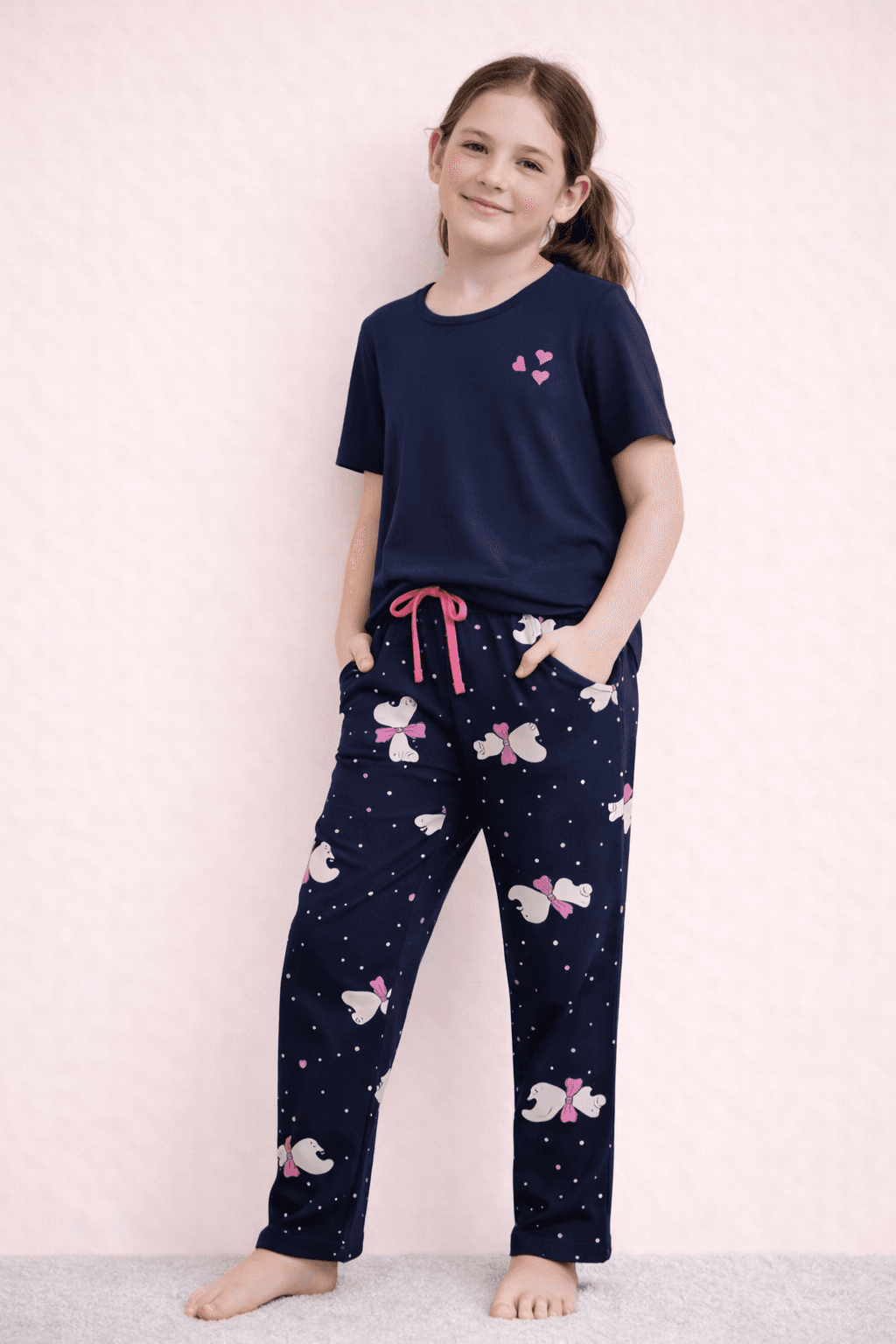 Kids' Navy Cotton Pajama Set — view 1