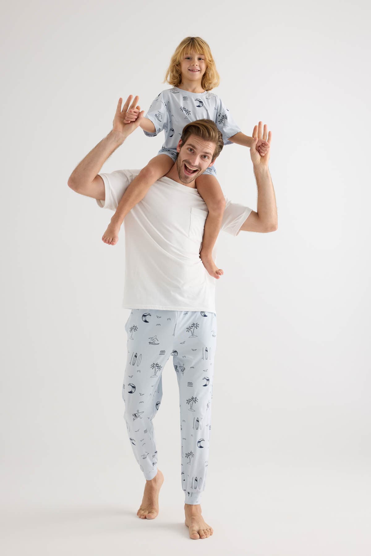 Kids' Navy Printed Cotton Pajama Set — view 1
