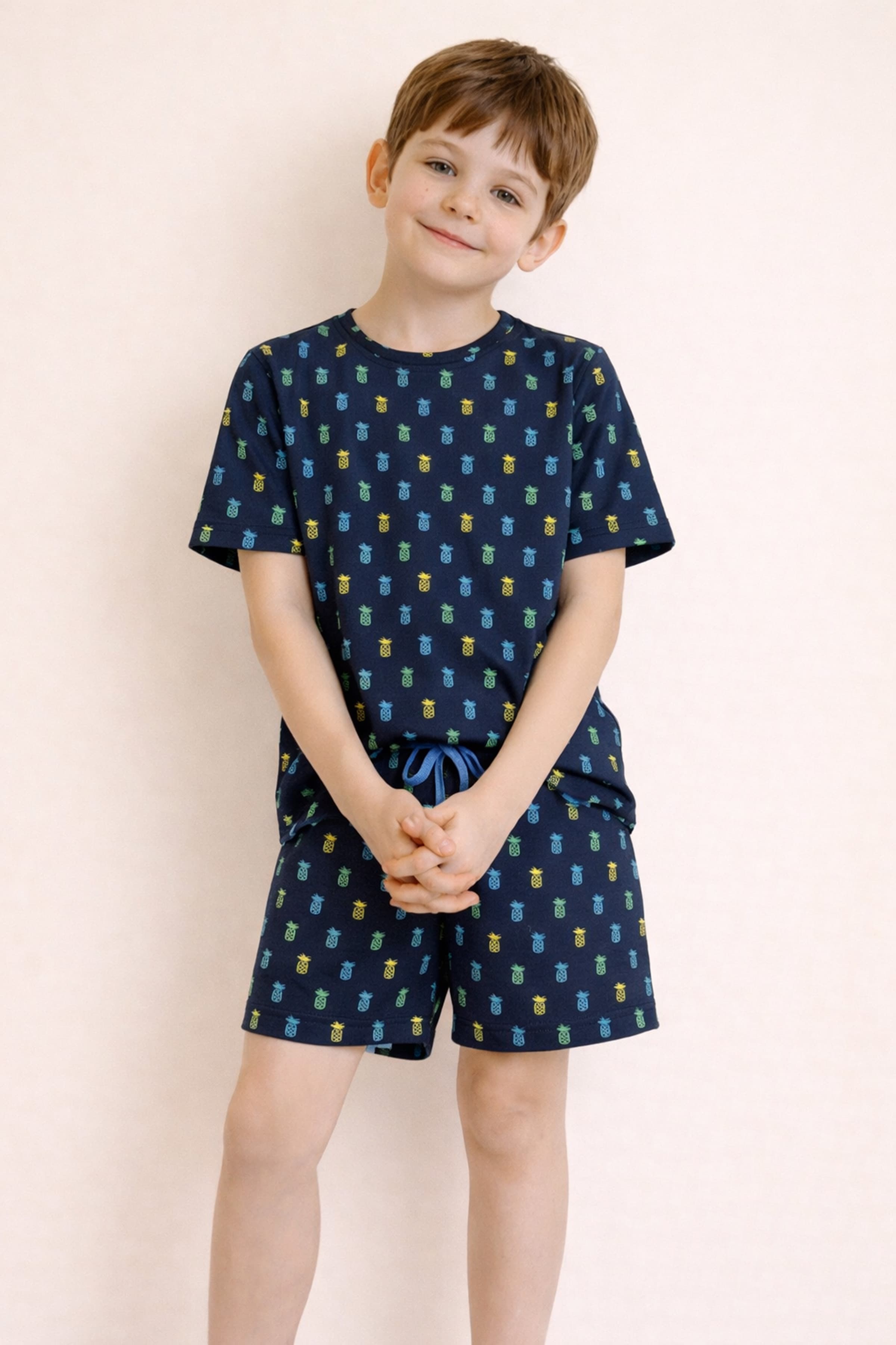Kids' Neutral Printed Cotton Pajama Set — view 1