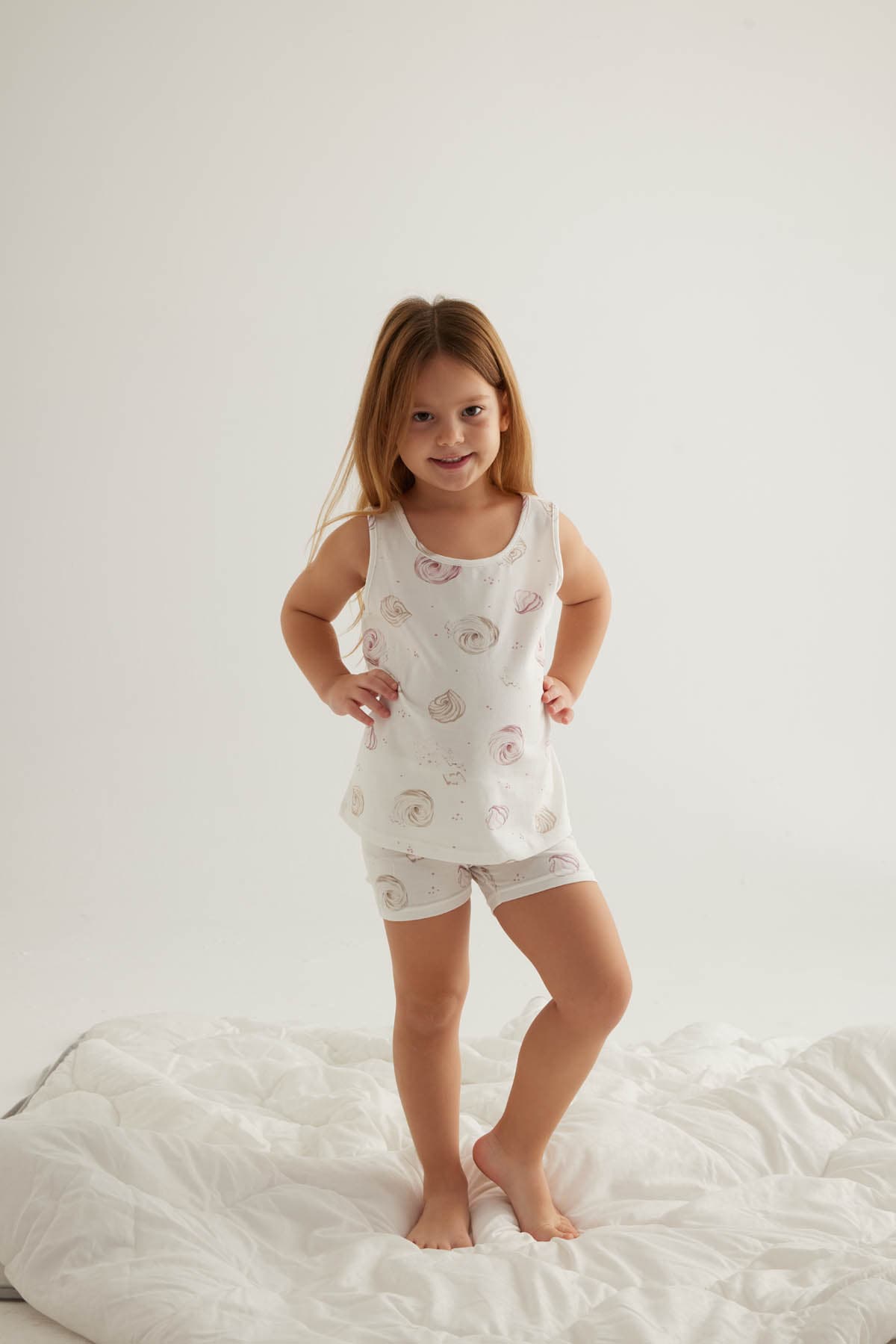Kids' Pink Printed Cotton Pajama Set — view 1