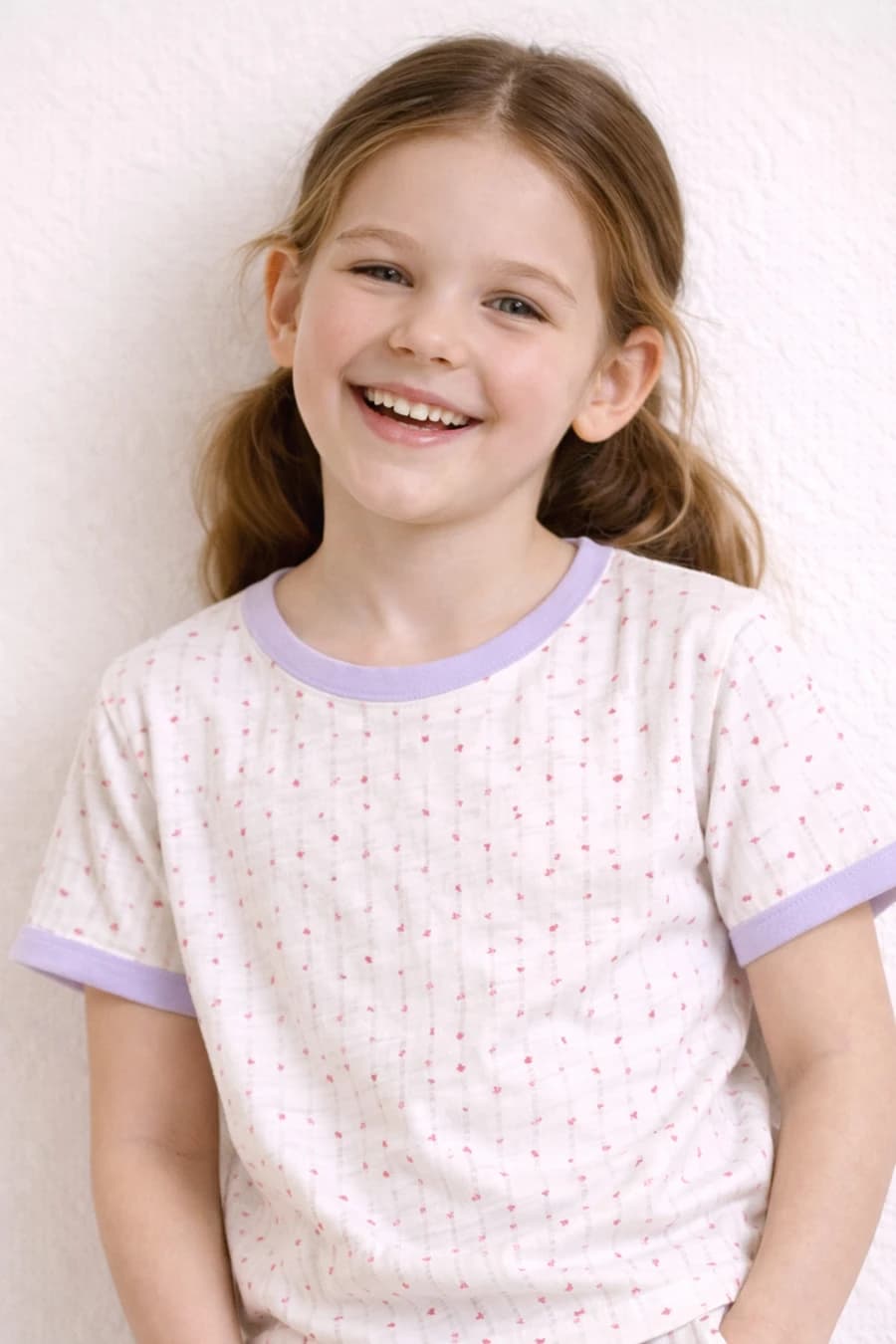 Kids' Pink Printed Cotton Pajama Set — view 1