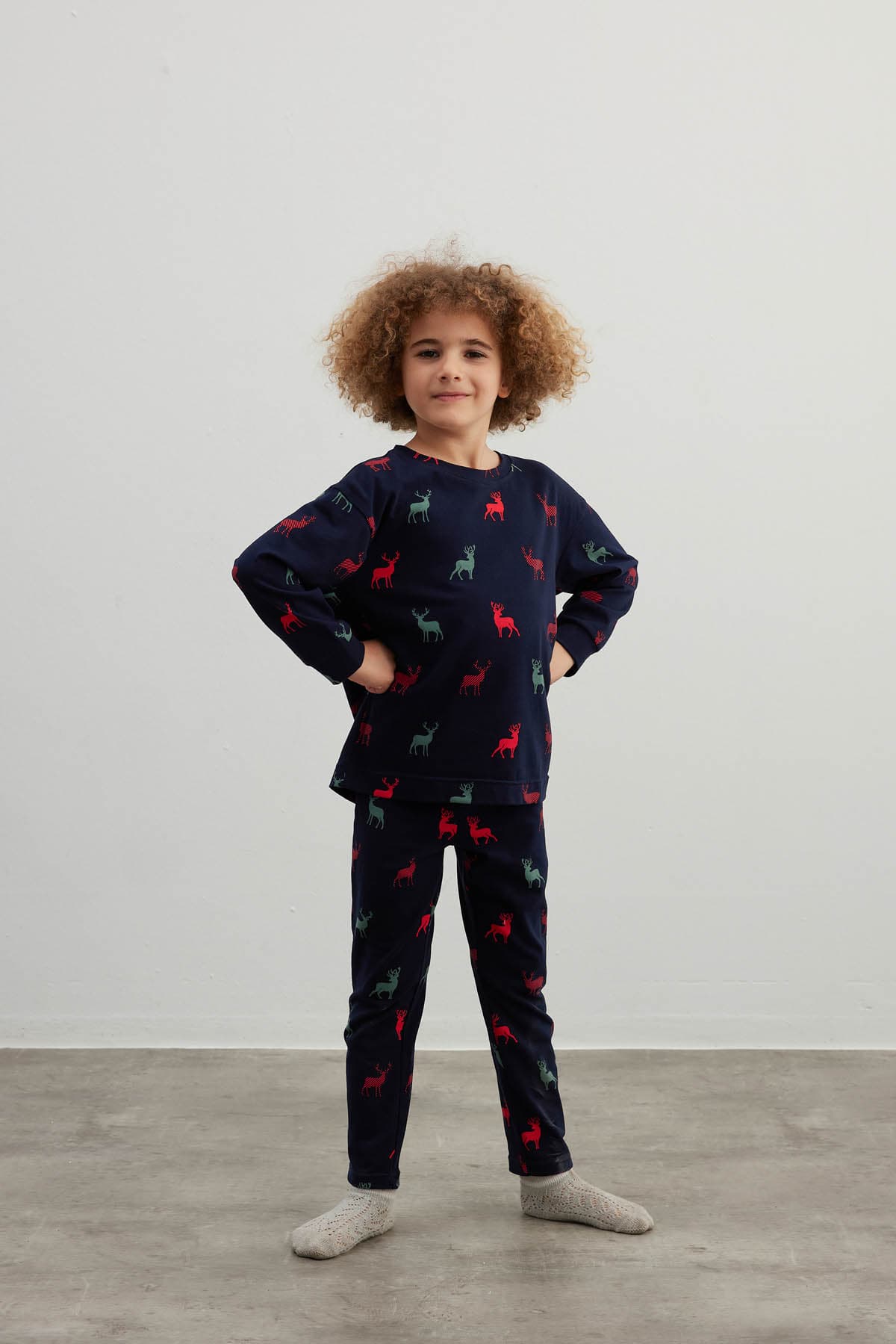 Kids' Red Printed Cotton Pajama Set — view 1