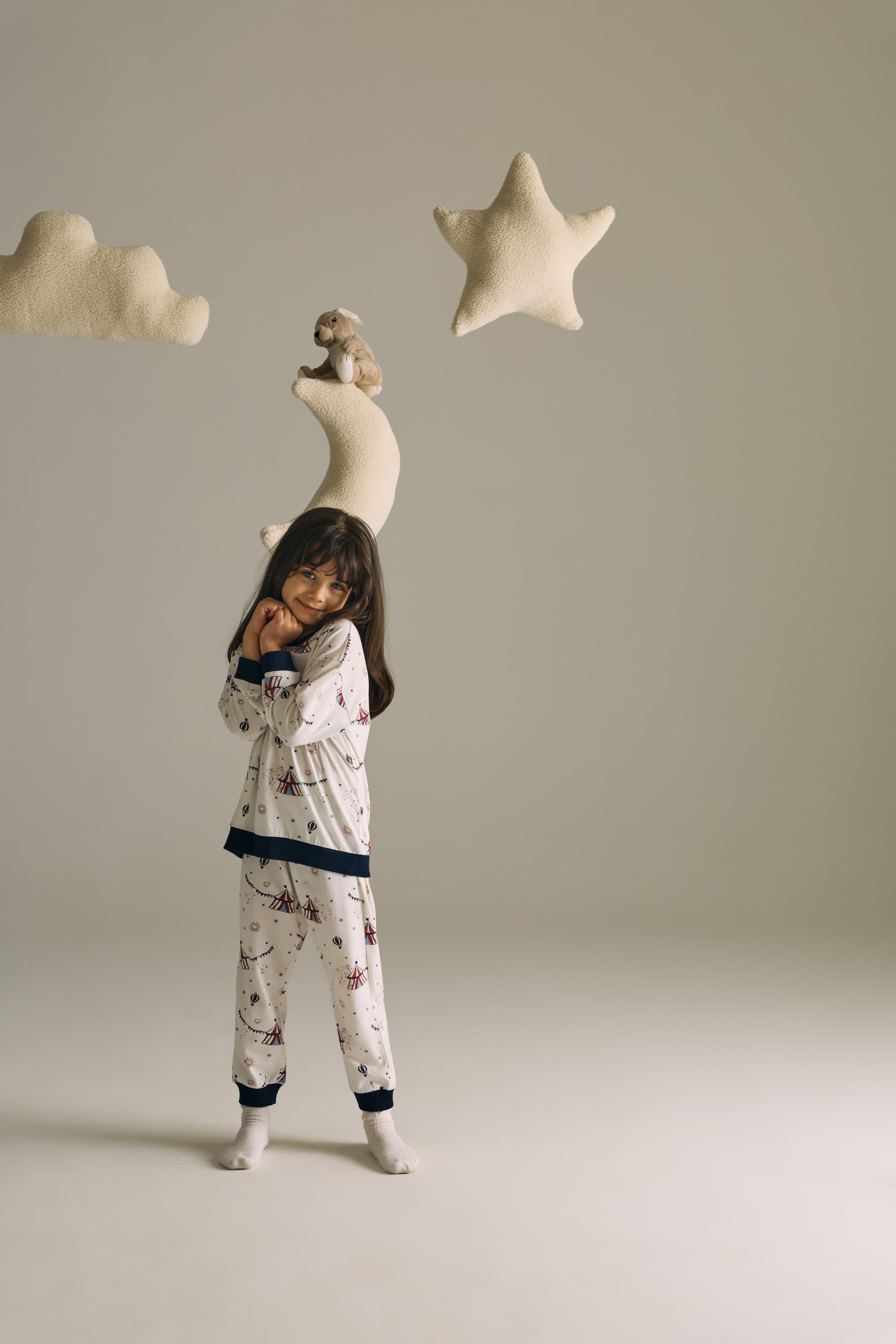 Kids' Red Printed Cotton Pajama Set — view 1