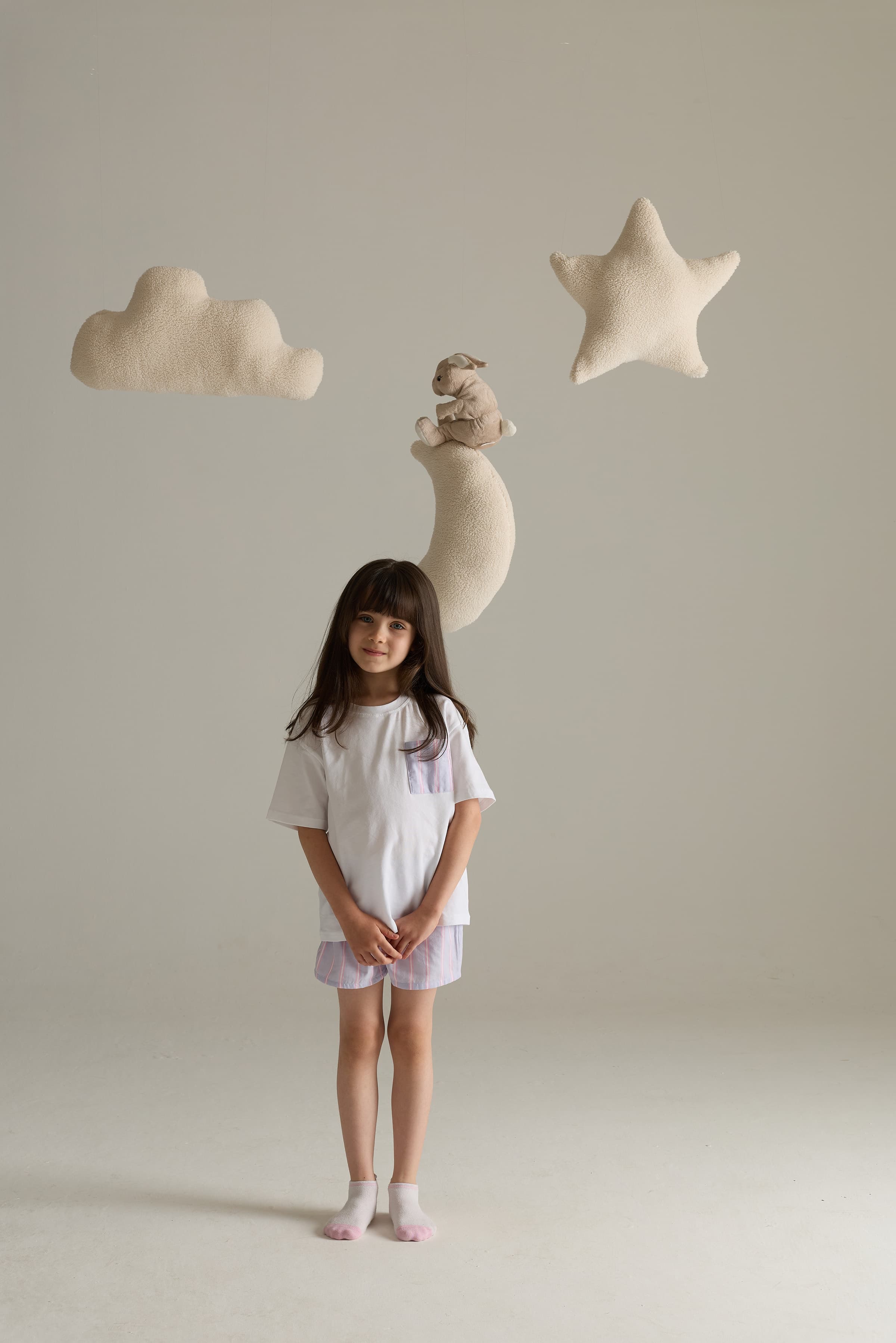 Kids' White Cotton Pajama Set — view 1