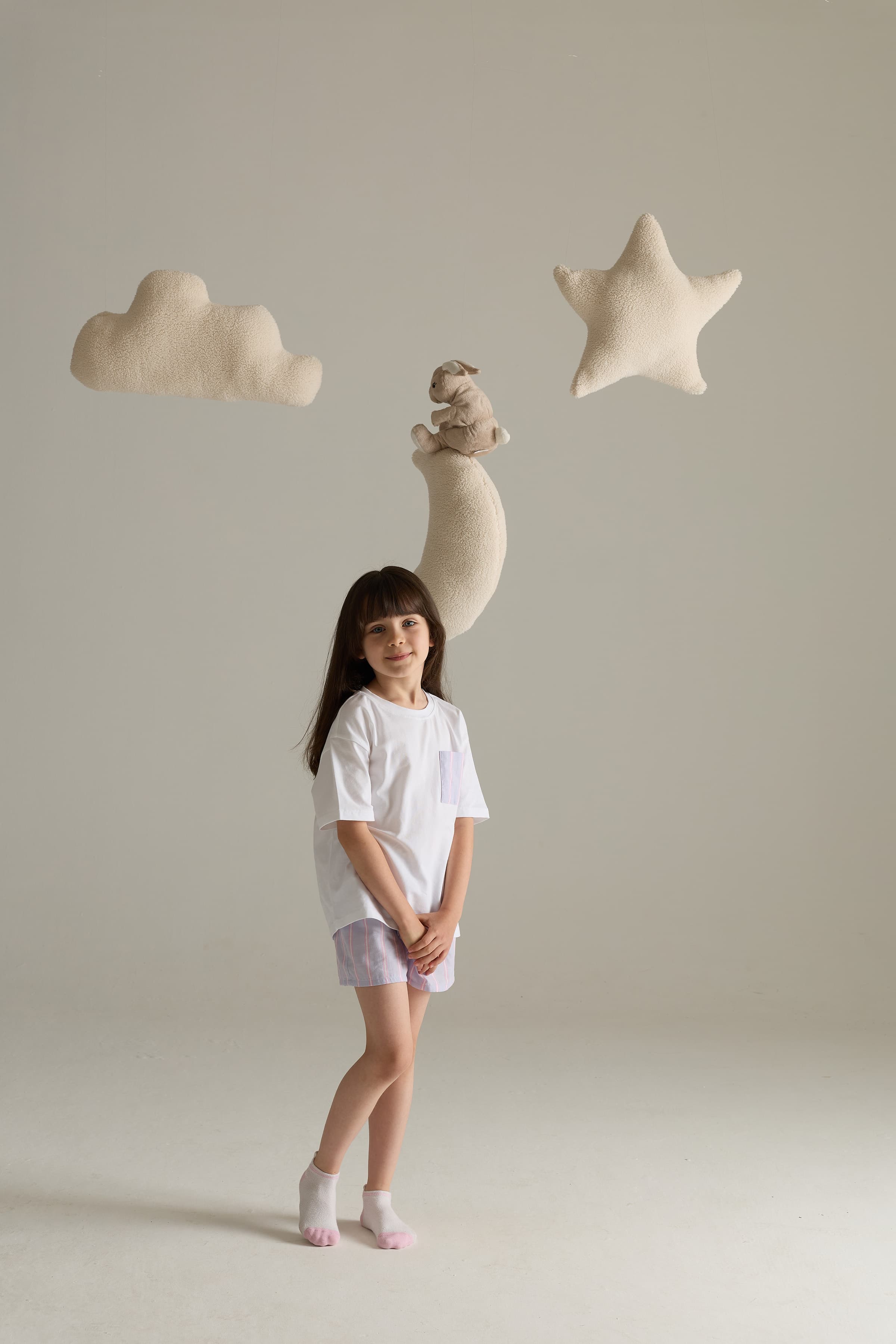 Kids' White Cotton Pajama Set — view 3