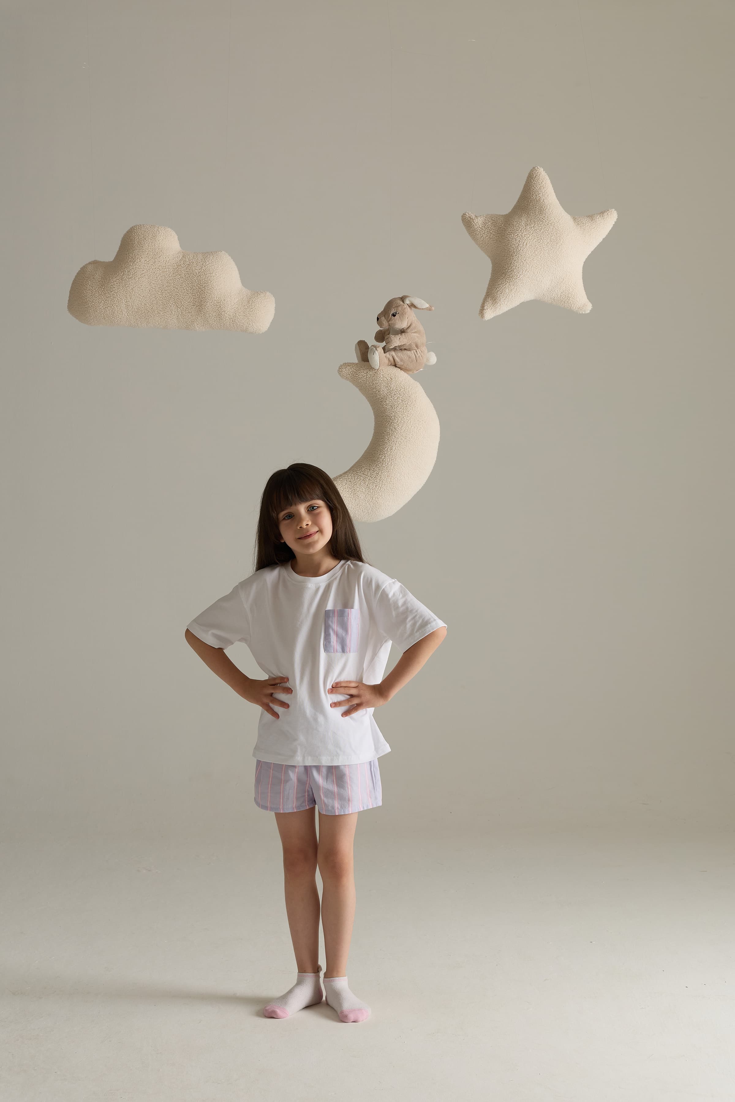 Kids' White Cotton Pajama Set — view 4