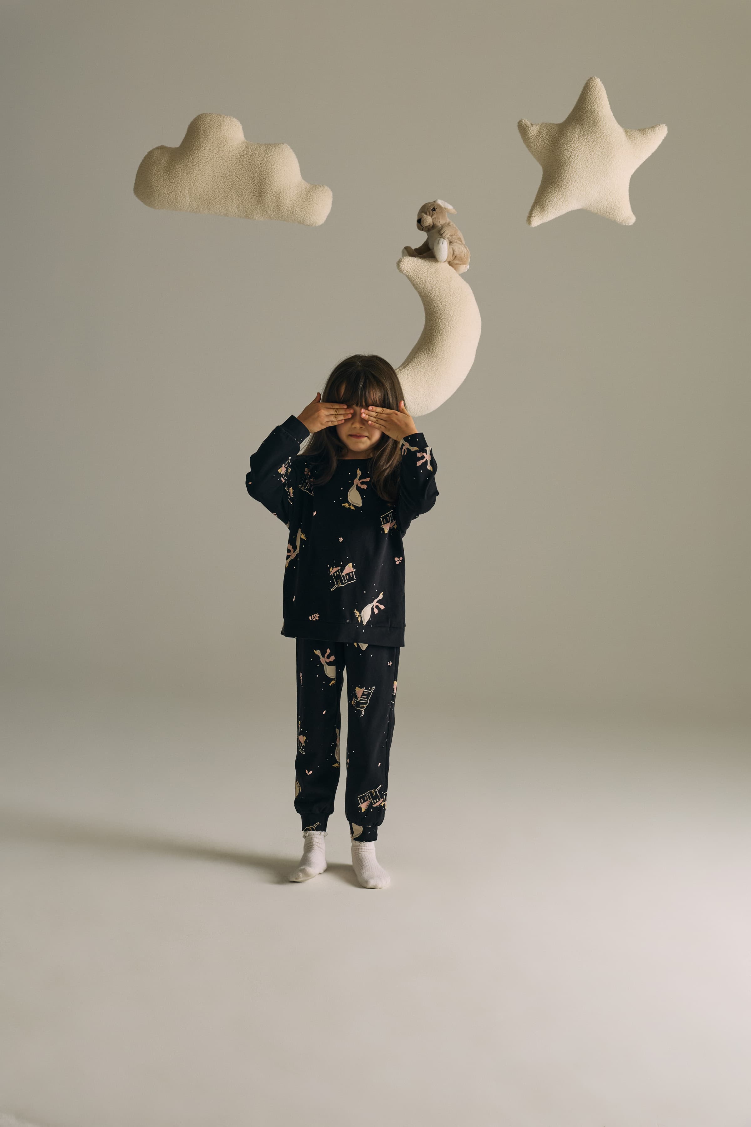 Kids' White Printed Cotton Pajama Set — view 4