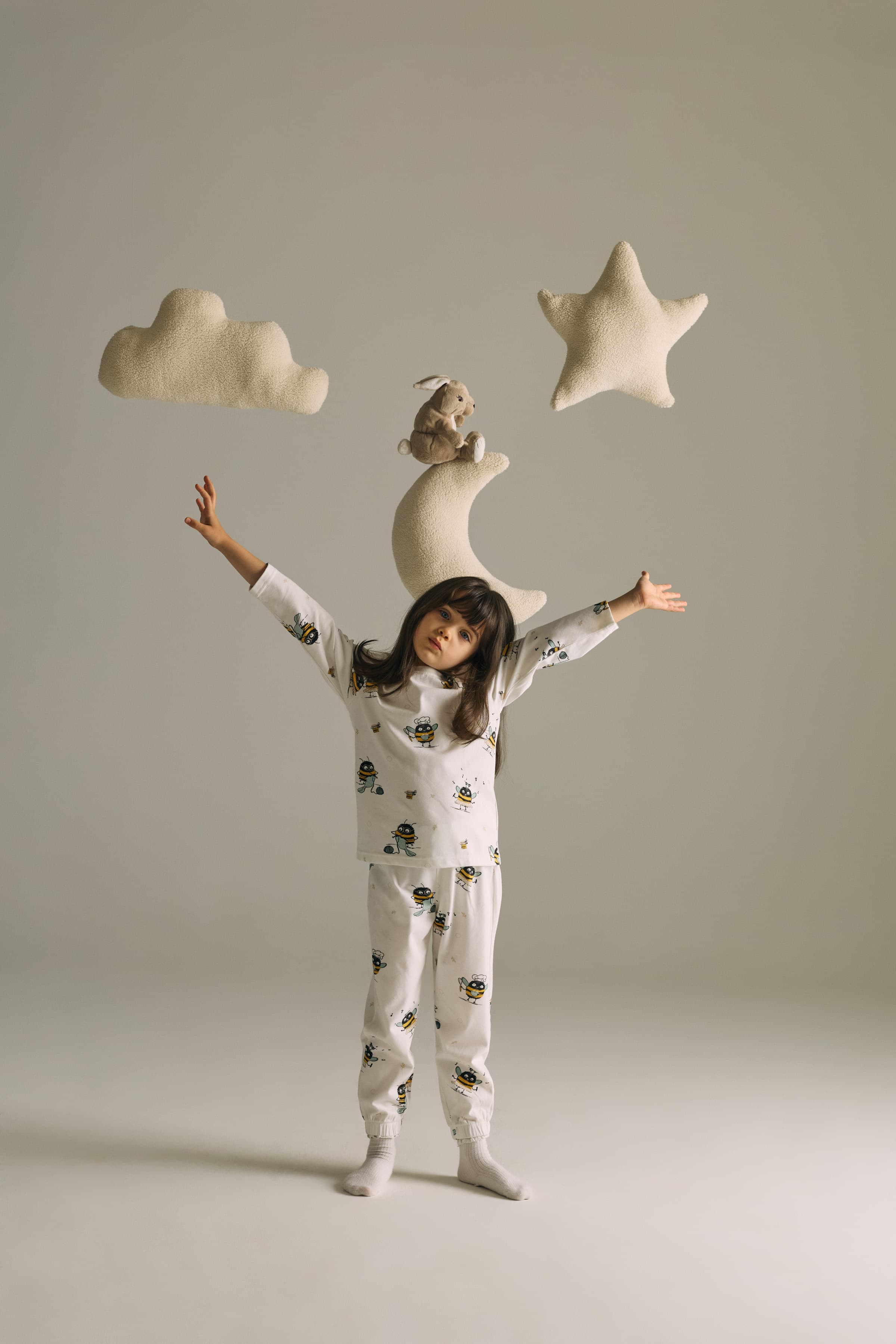 Kids' Yellow Printed Cotton Pajama Set — view 2