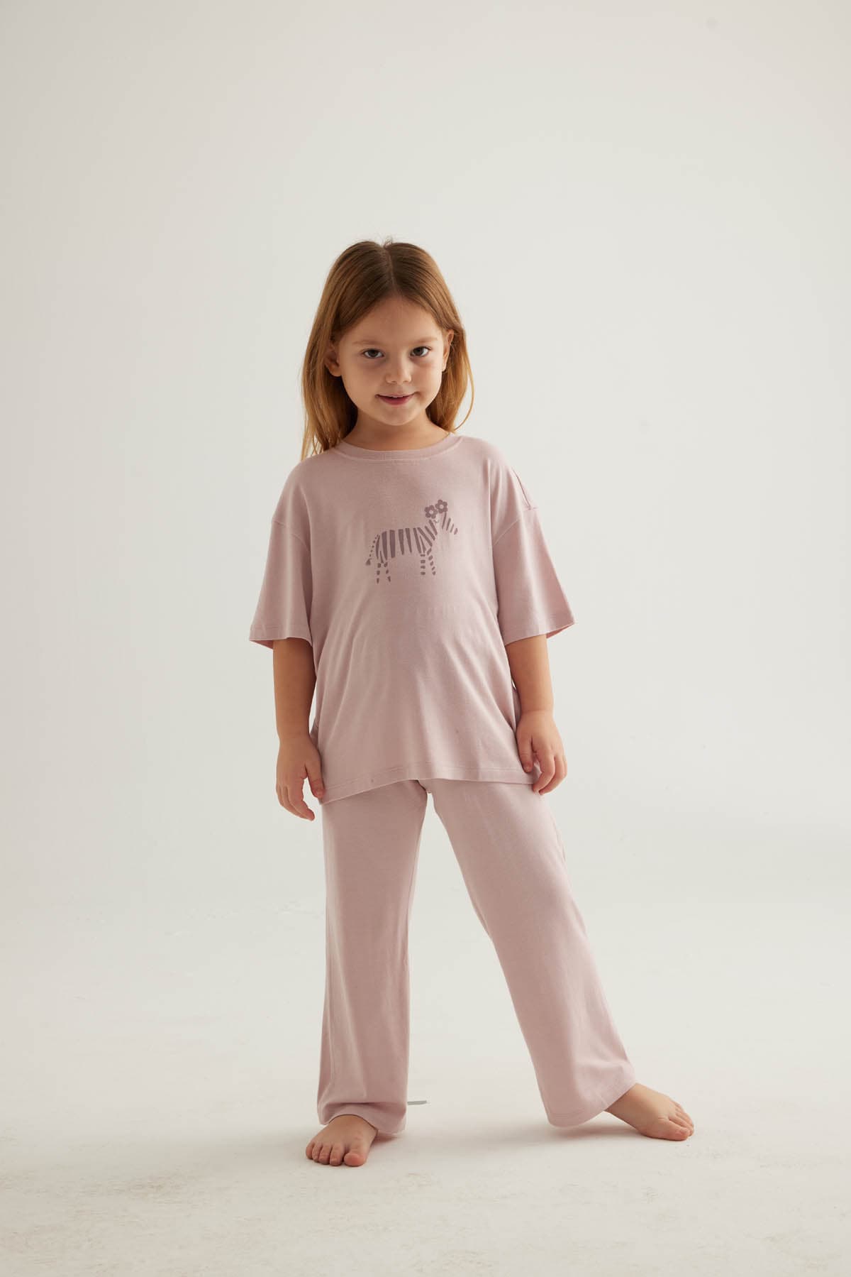 Kids' Pink Viscose Pajama Set — view 1