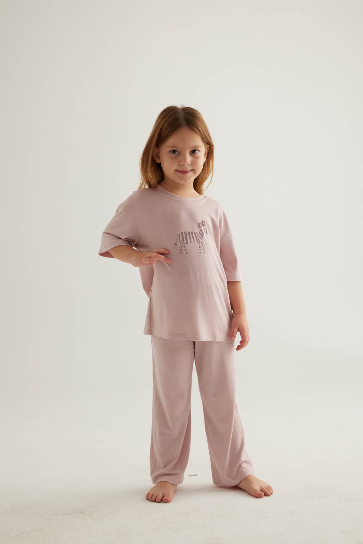 Kids' Pink Viscose Pajama Set — view 2