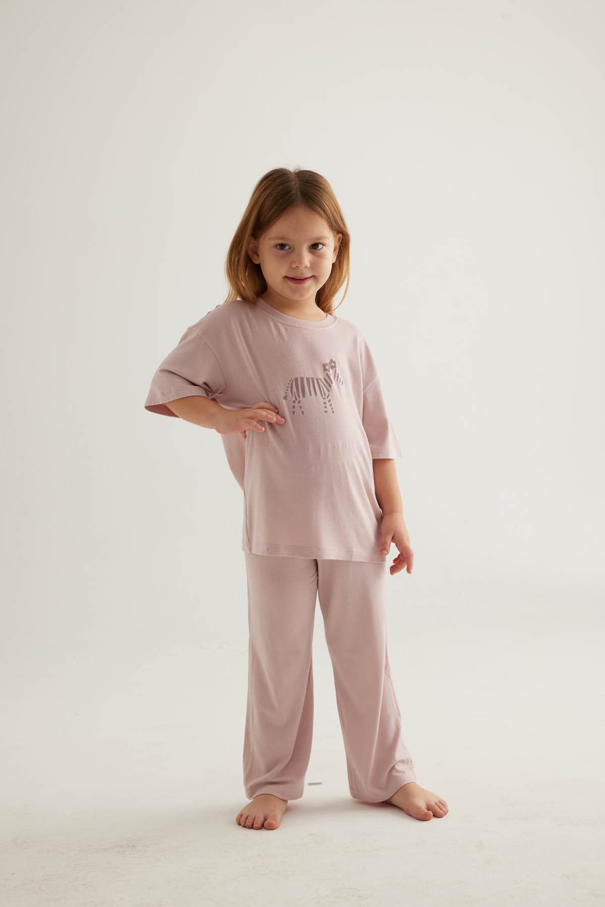 Kids' Pink Viscose Pajama Set — view 3