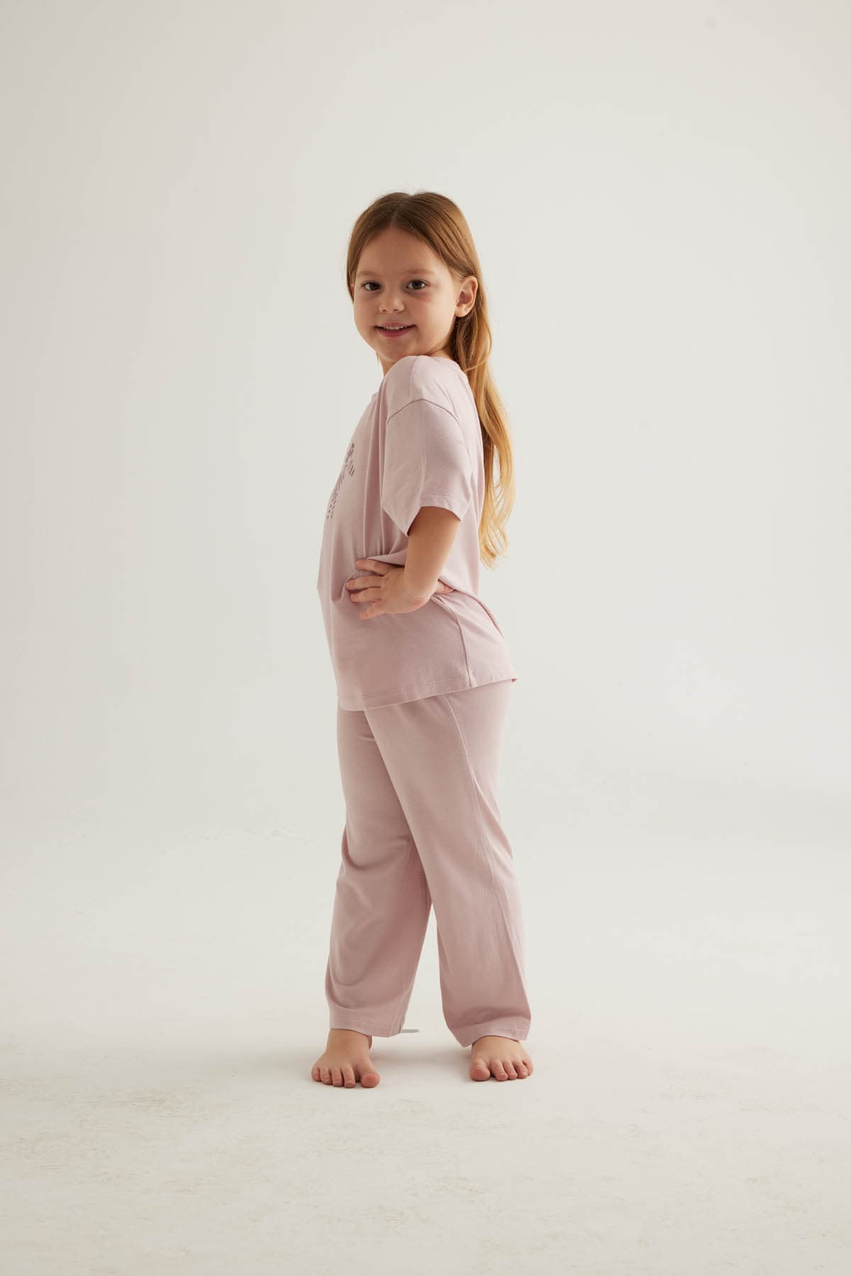 Kids' Pink Viscose Pajama Set — view 4
