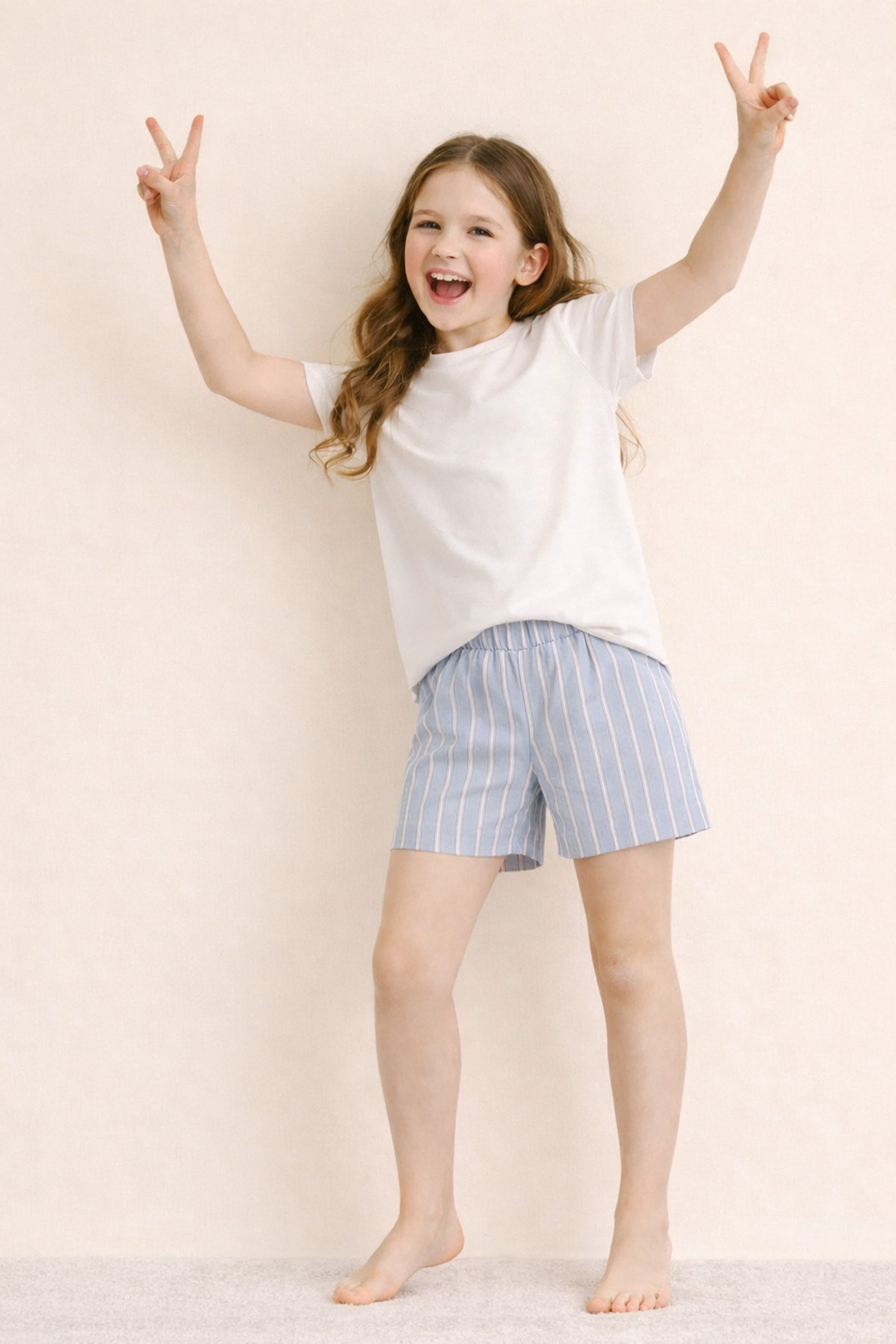 Kids' White Cotton Pajama Set — view 1