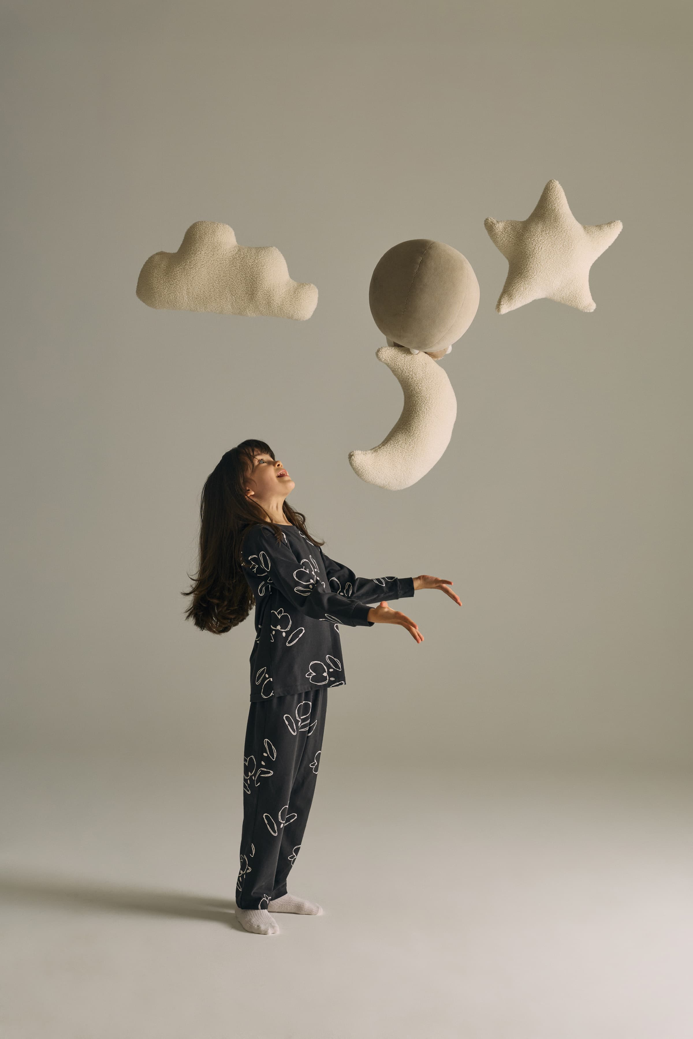 Kids' Ecru Printed Cotton Pajama Set — view 3