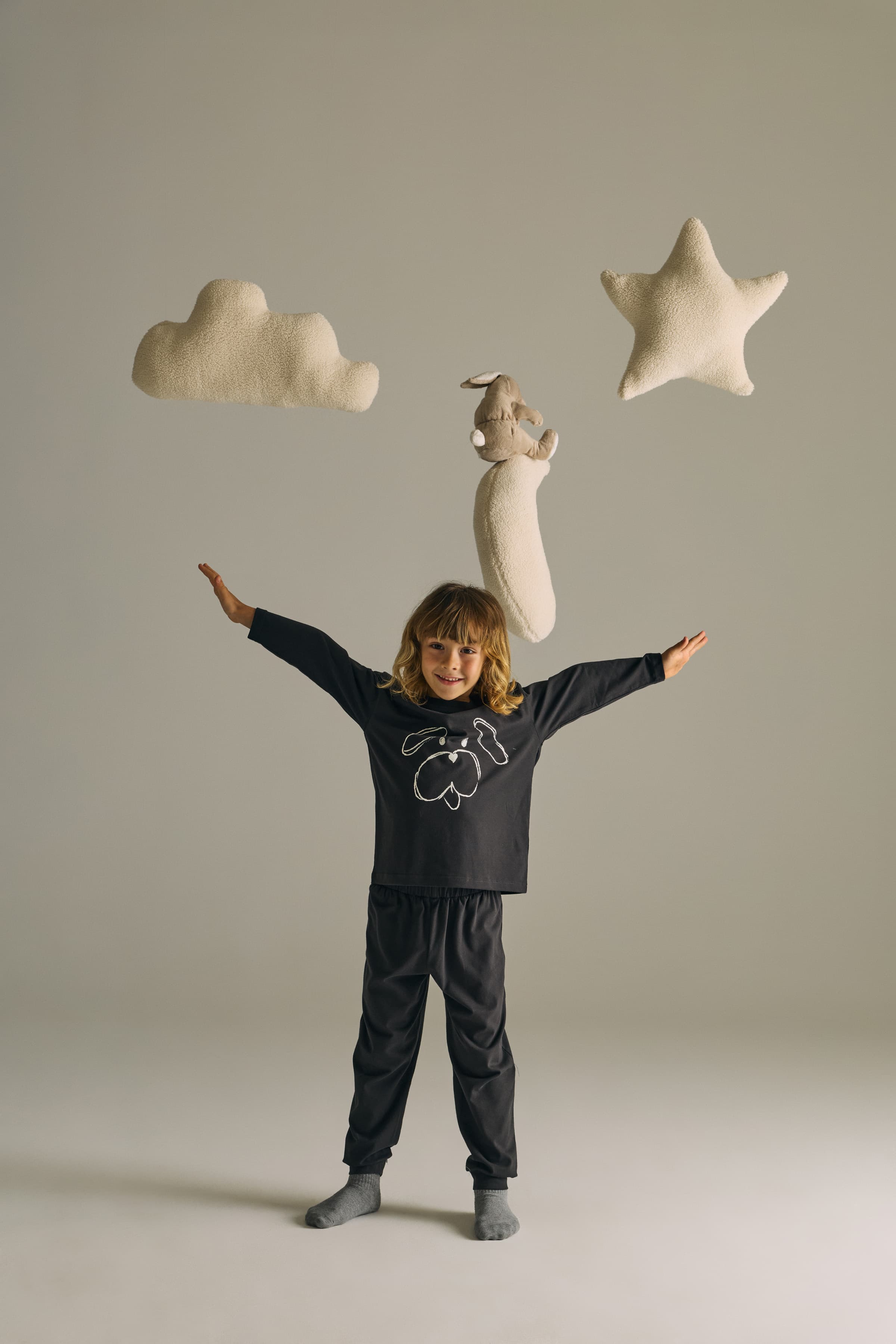 Kids' Neutral Cotton Pajama Set — view 2