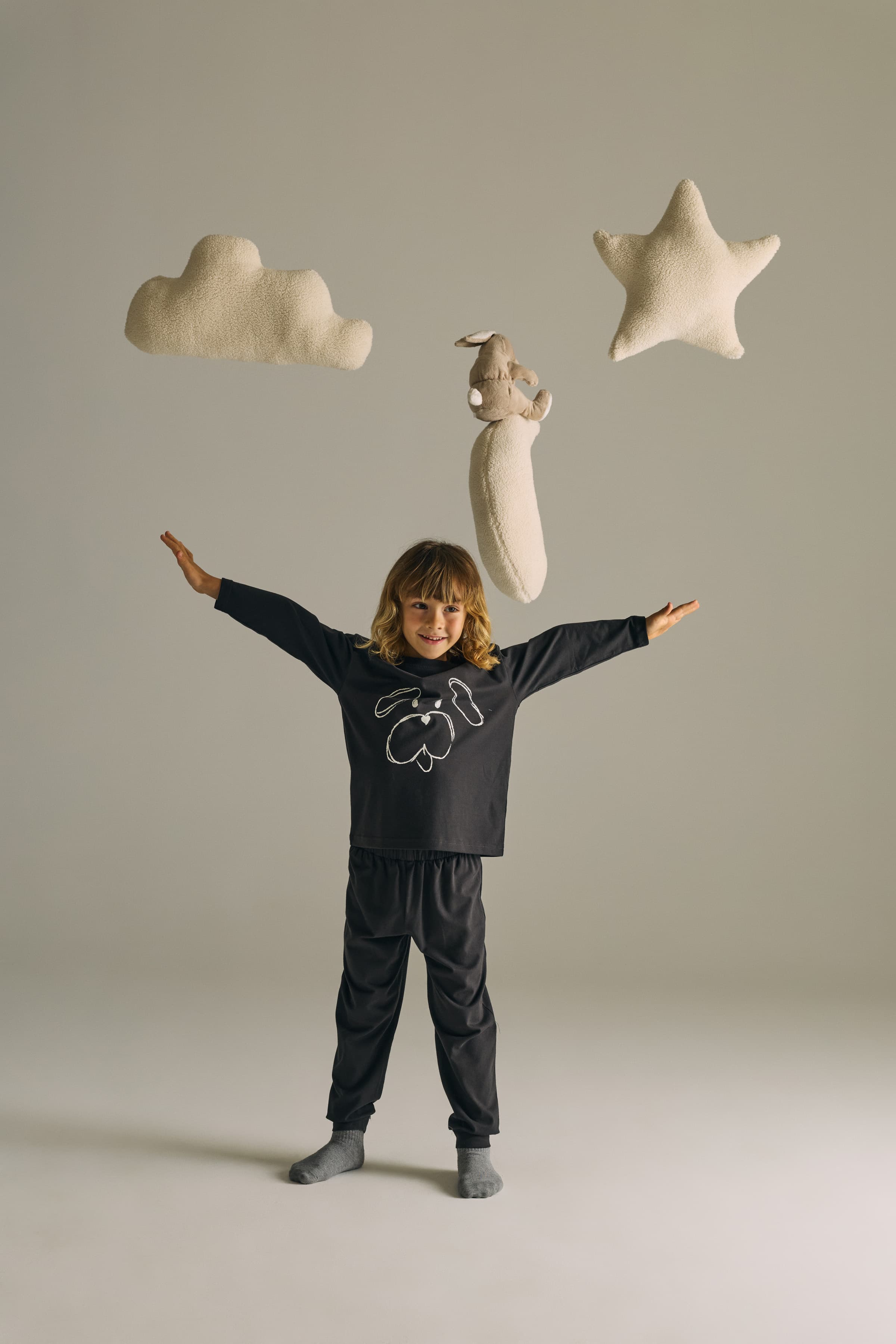 Kids' Neutral Cotton Pajama Set — view 3