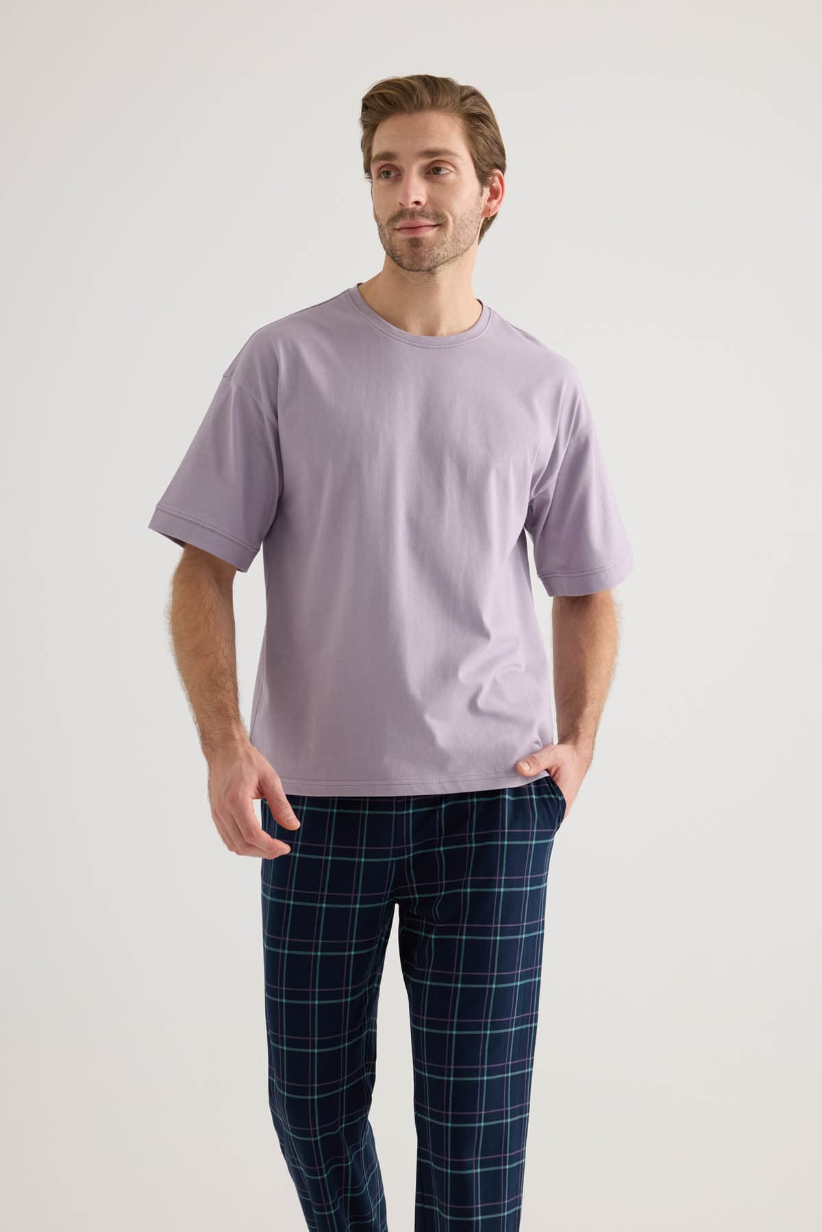 Men's Lilac Cotton Pajama Top — view 2