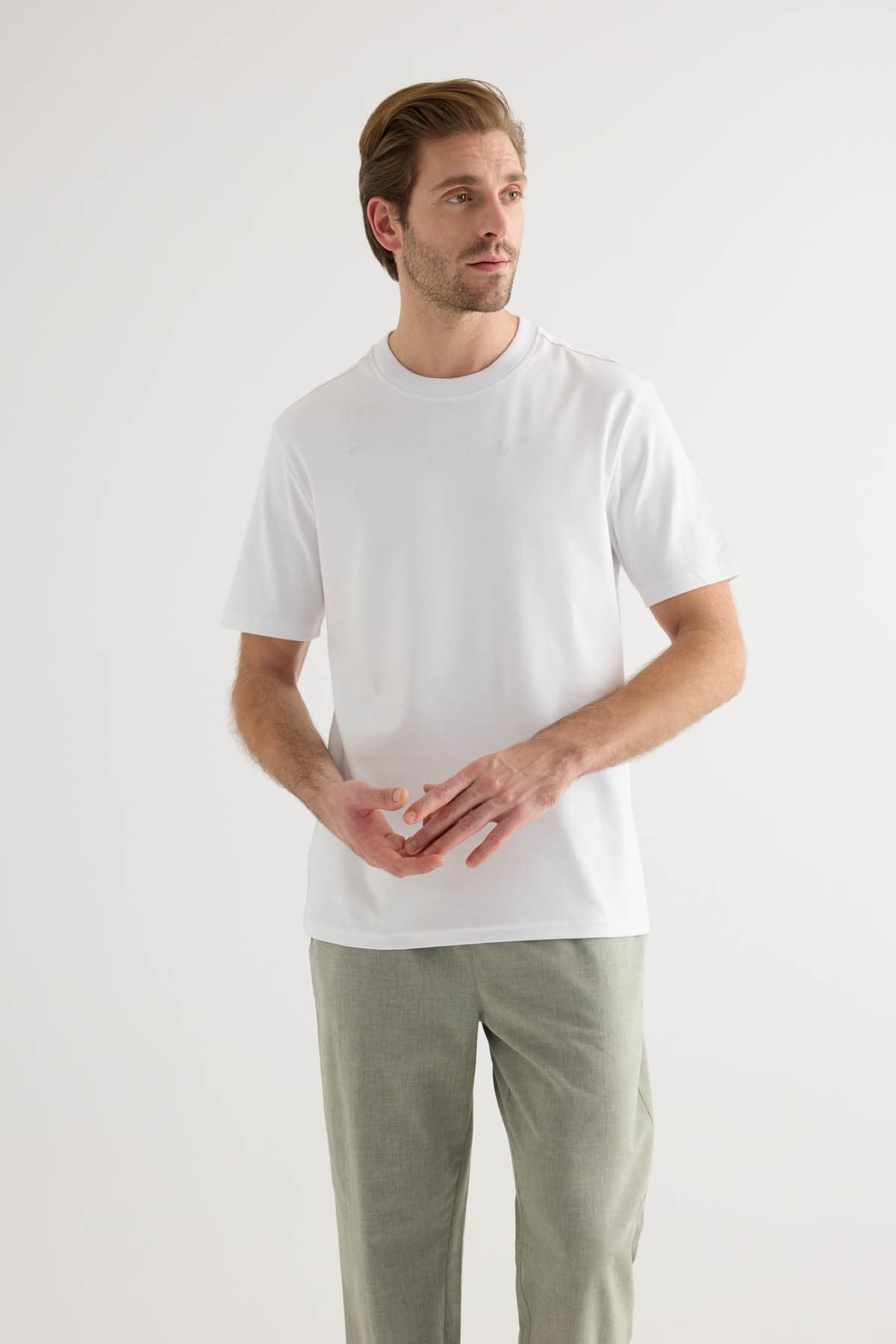 Men's White Cotton Tee — view 3
