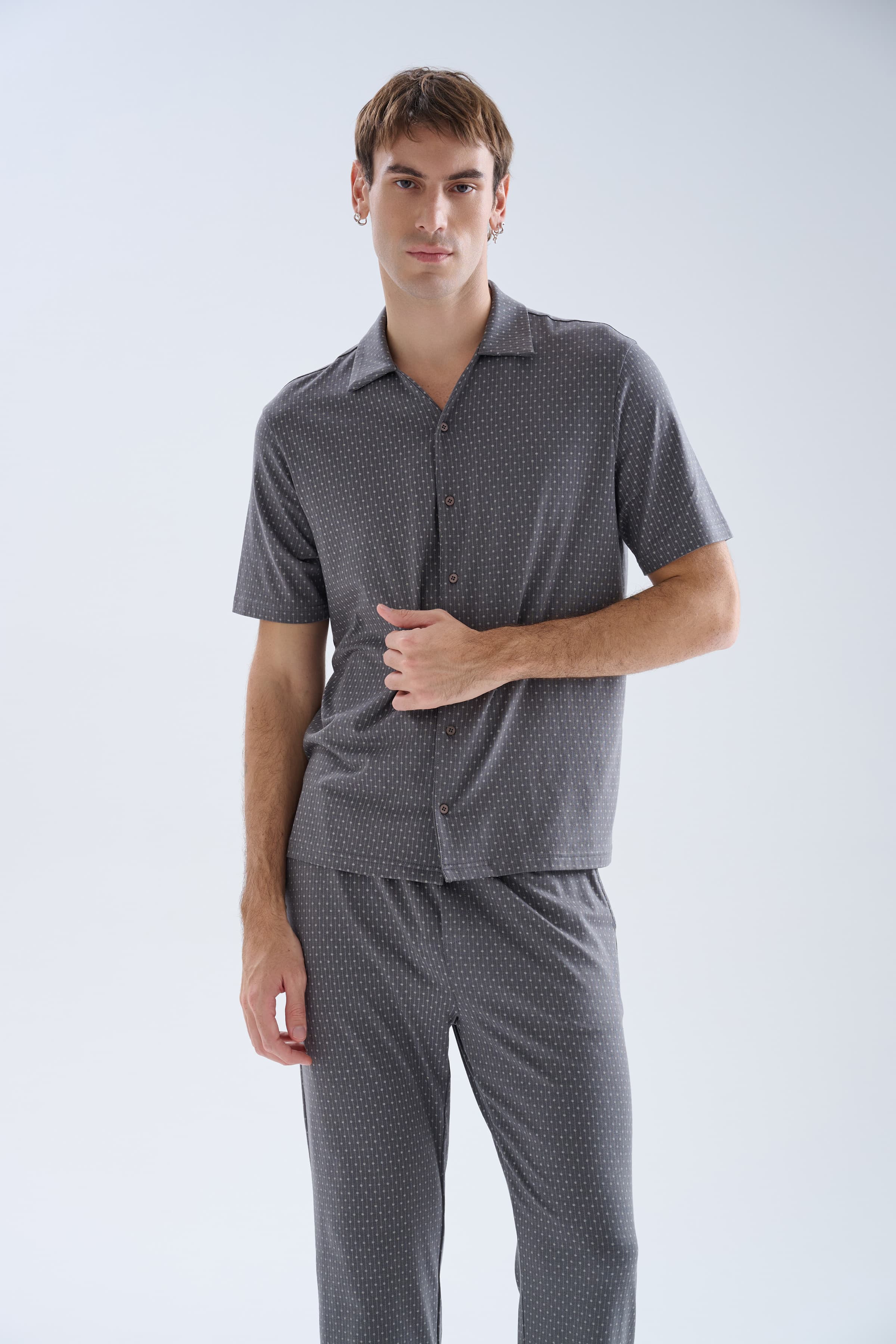 Men's Grey Modal Pajama Set — view 4