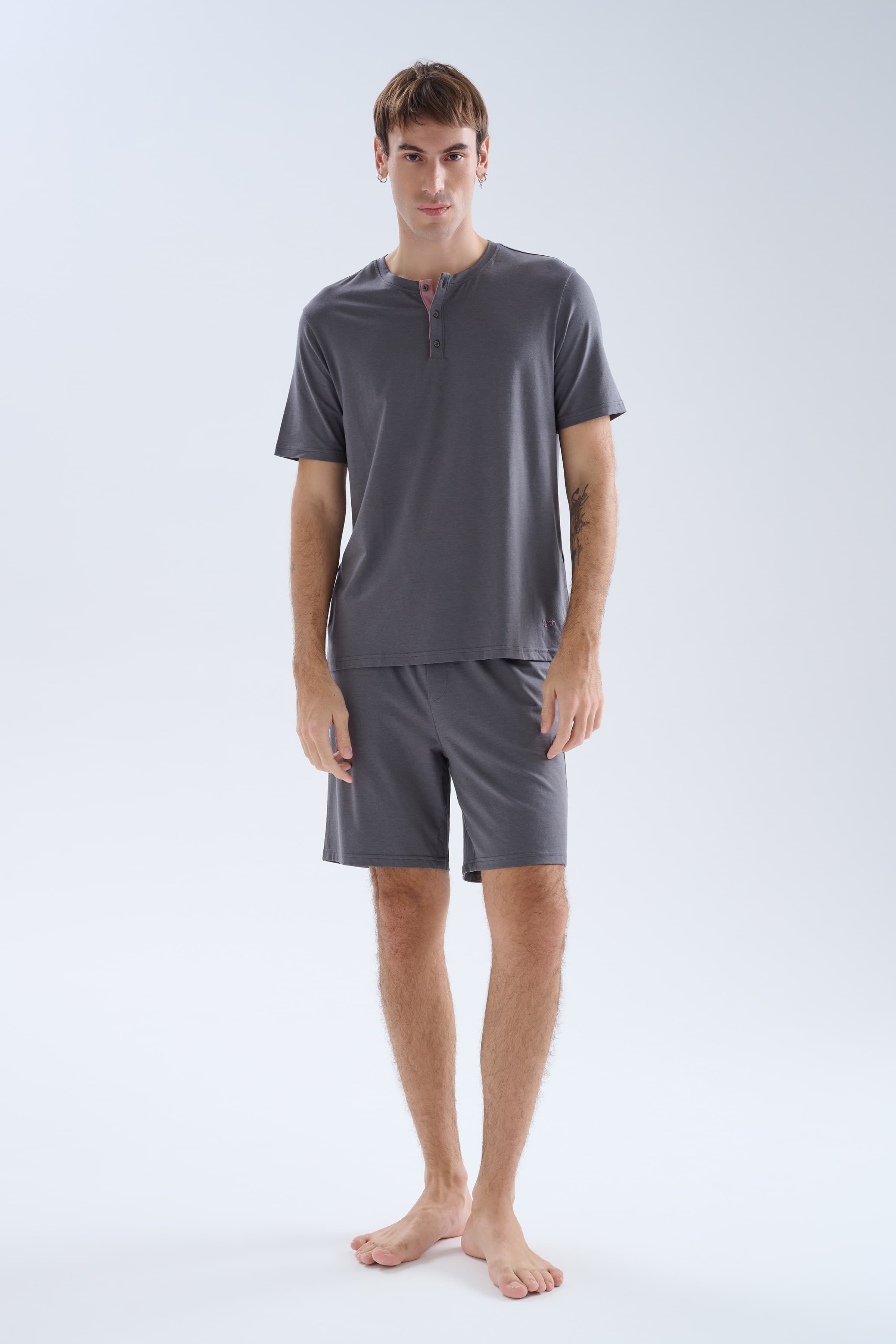 Men's Grey Modal Pajama Set — view 3