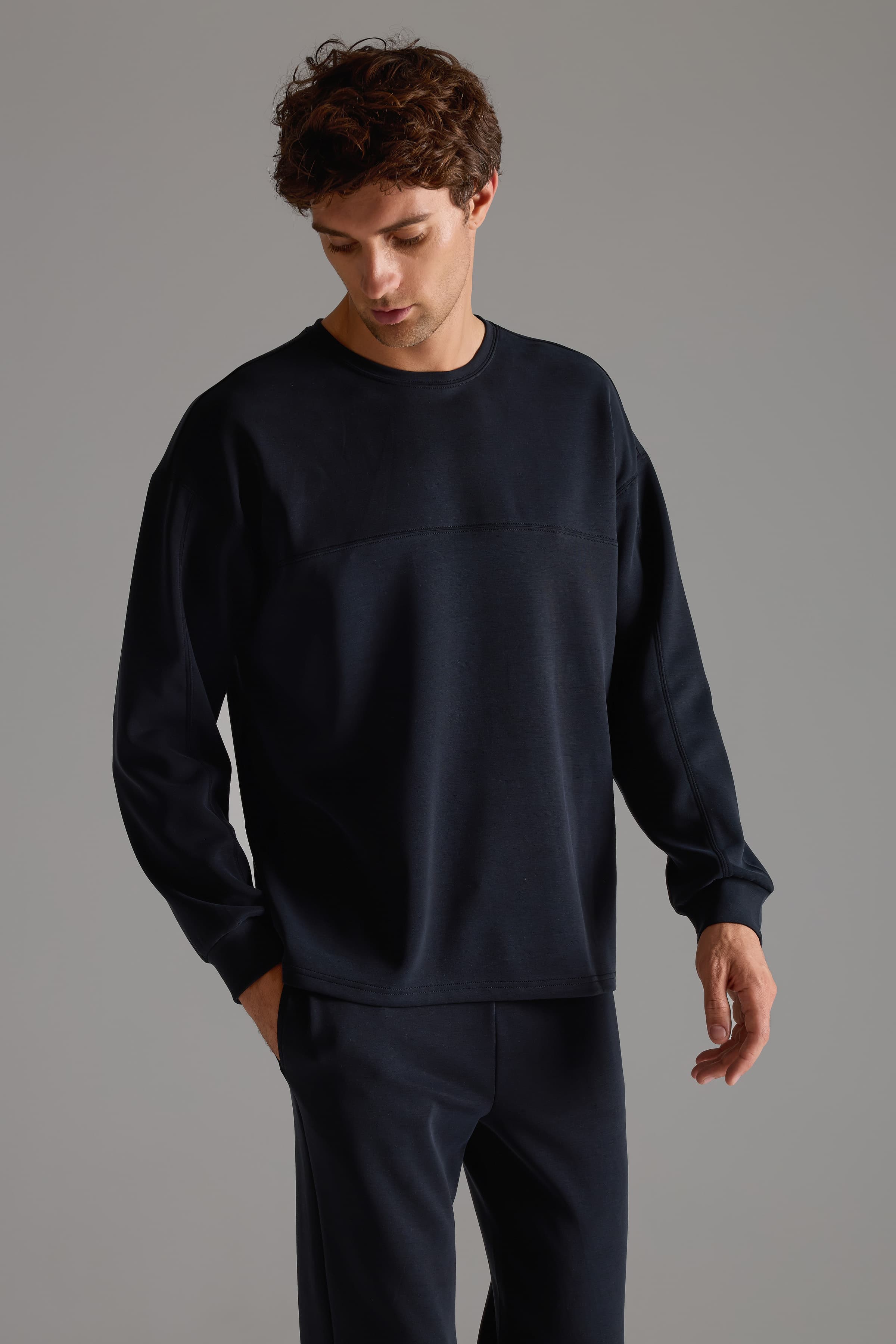 Men's Black Modal Sweatshirt — view 4