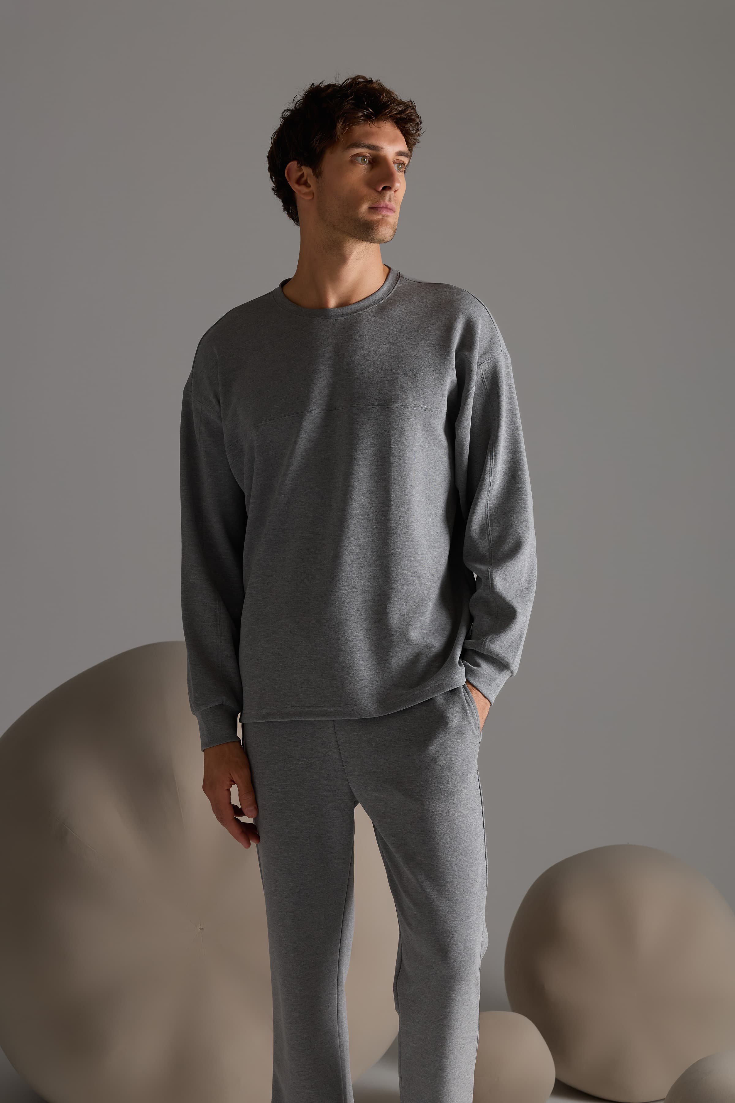 Men's Grey Modal Sweatshirt — view 3