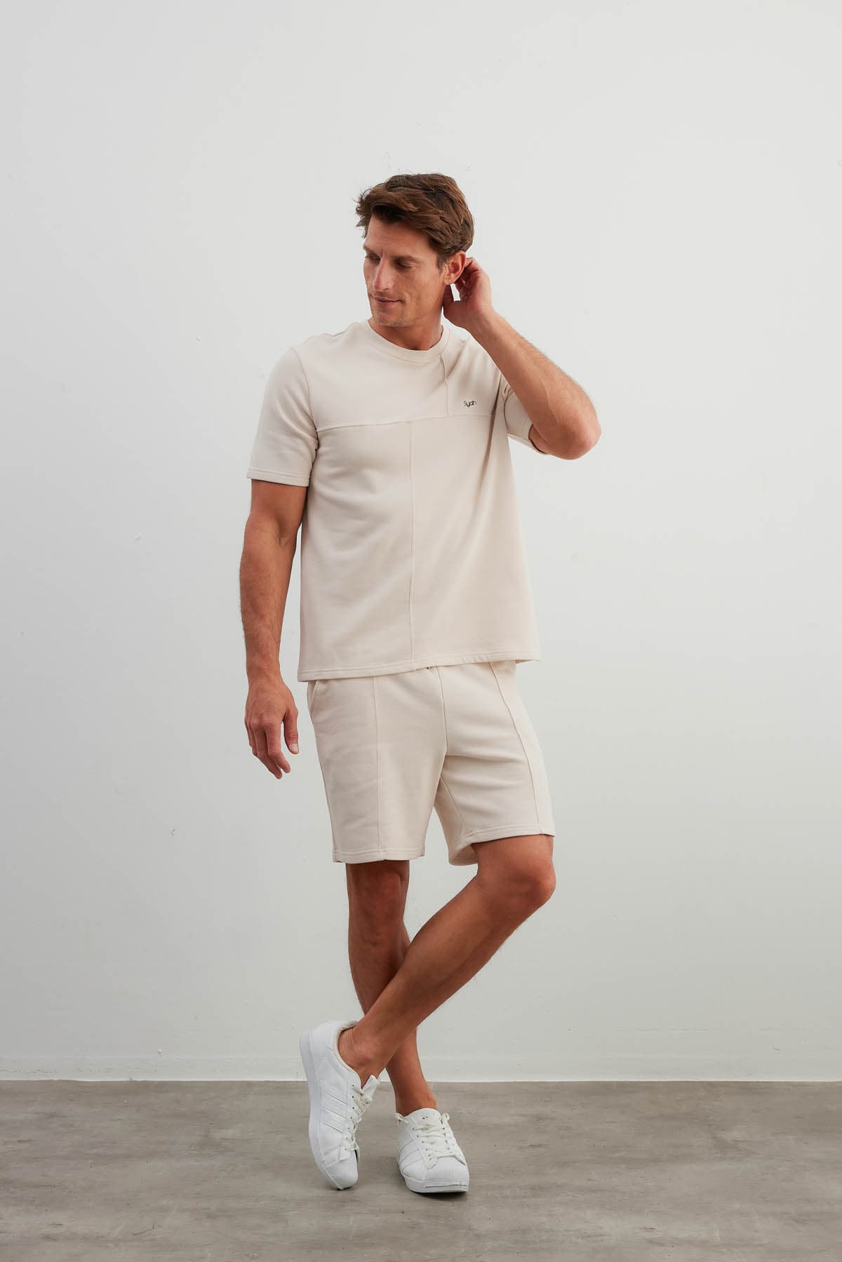 Men's Beige Cotton Shorts — view 2