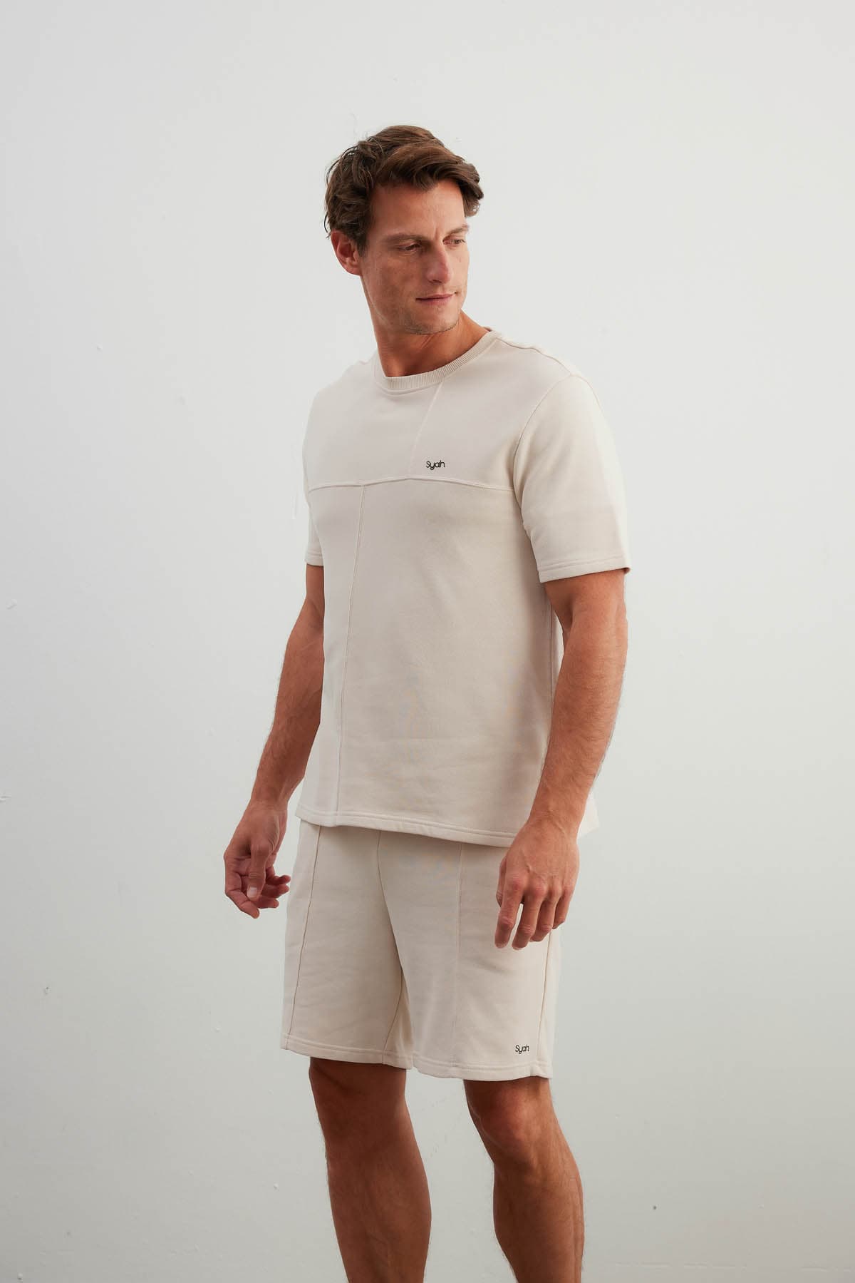 Men's Beige Cotton Tee — view 3